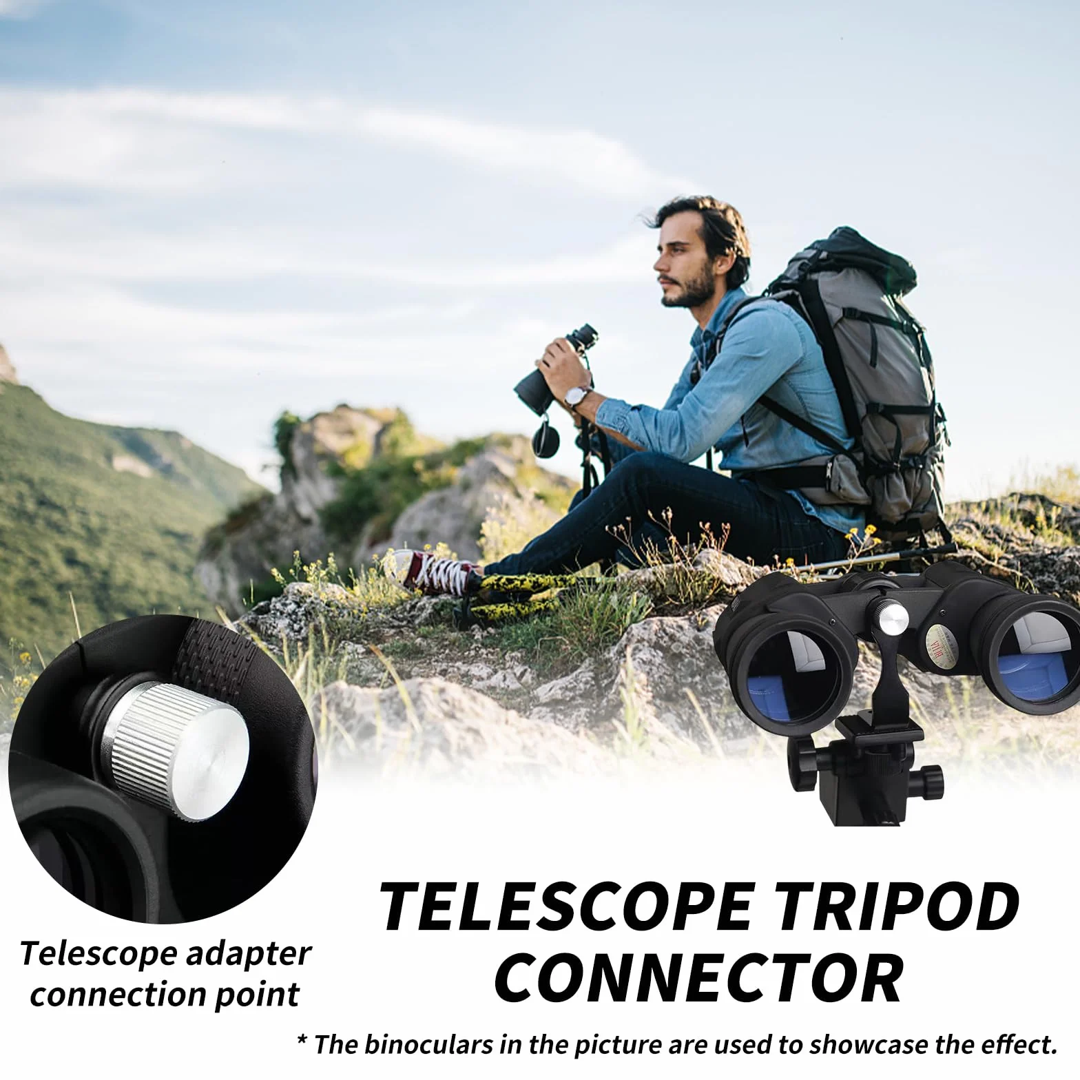 L Metal Binocular Adapter, Adaptateur Universel pour trépied binoculaire, Support en L, Adaptateur de Montage en métal 50 mm Compatible avec tous les trépieds 1/4, télescope, caméra, Noir