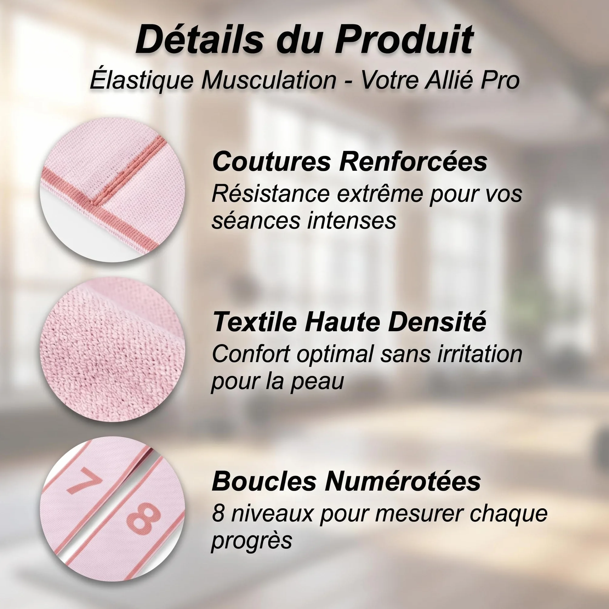 Bande Élastique Musculation 8 Niveaux de Résistance Set Cordes Élastiques Fitness Durable Yoga Pilates Danse Latine Gym Rééducation