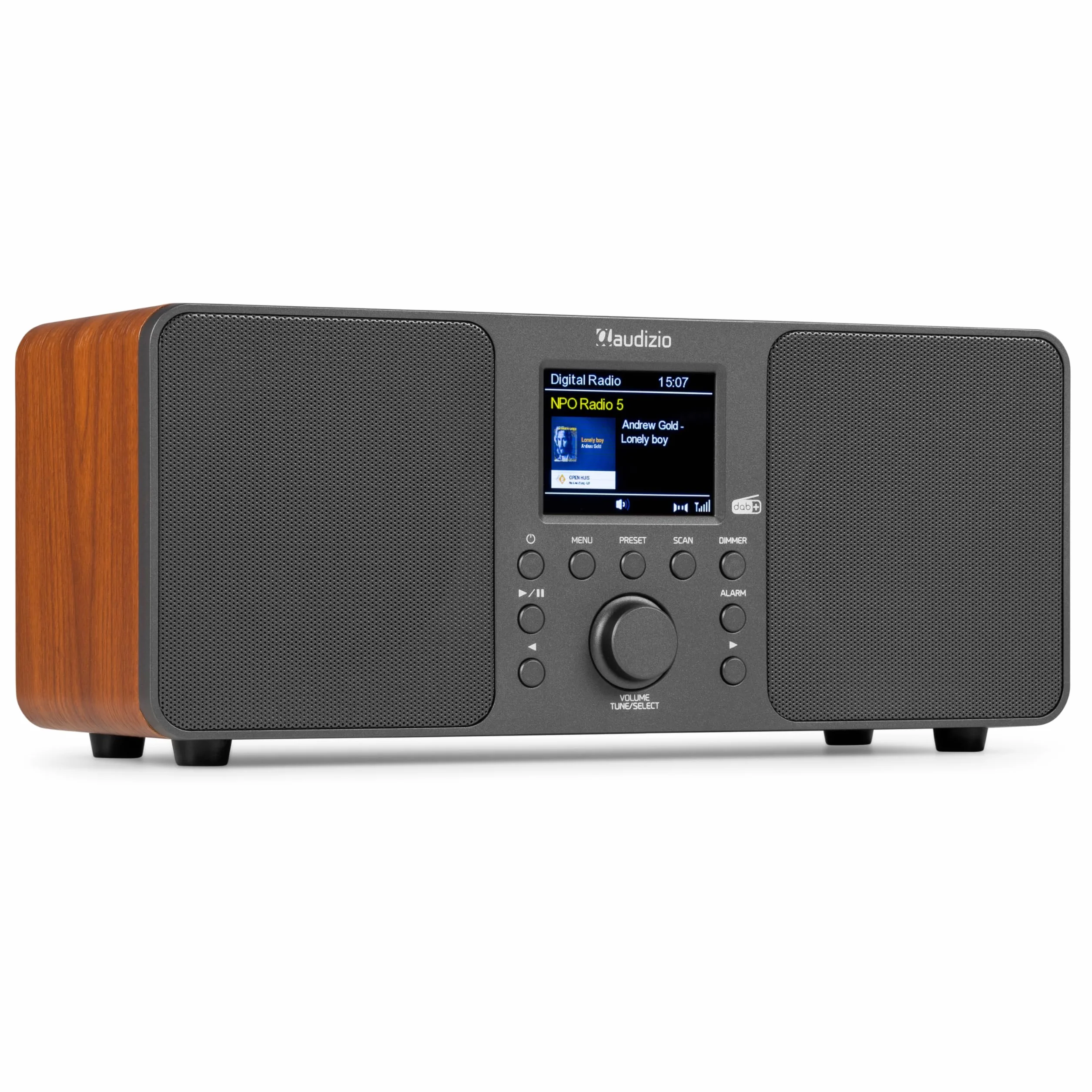 Audizio Genua Radio DAB+ Bluetooth 5.0 Gris Foncé Écran Couleur 2,8" Deux Haut-Parleurs Sortie Casque Port USB Télécommande
