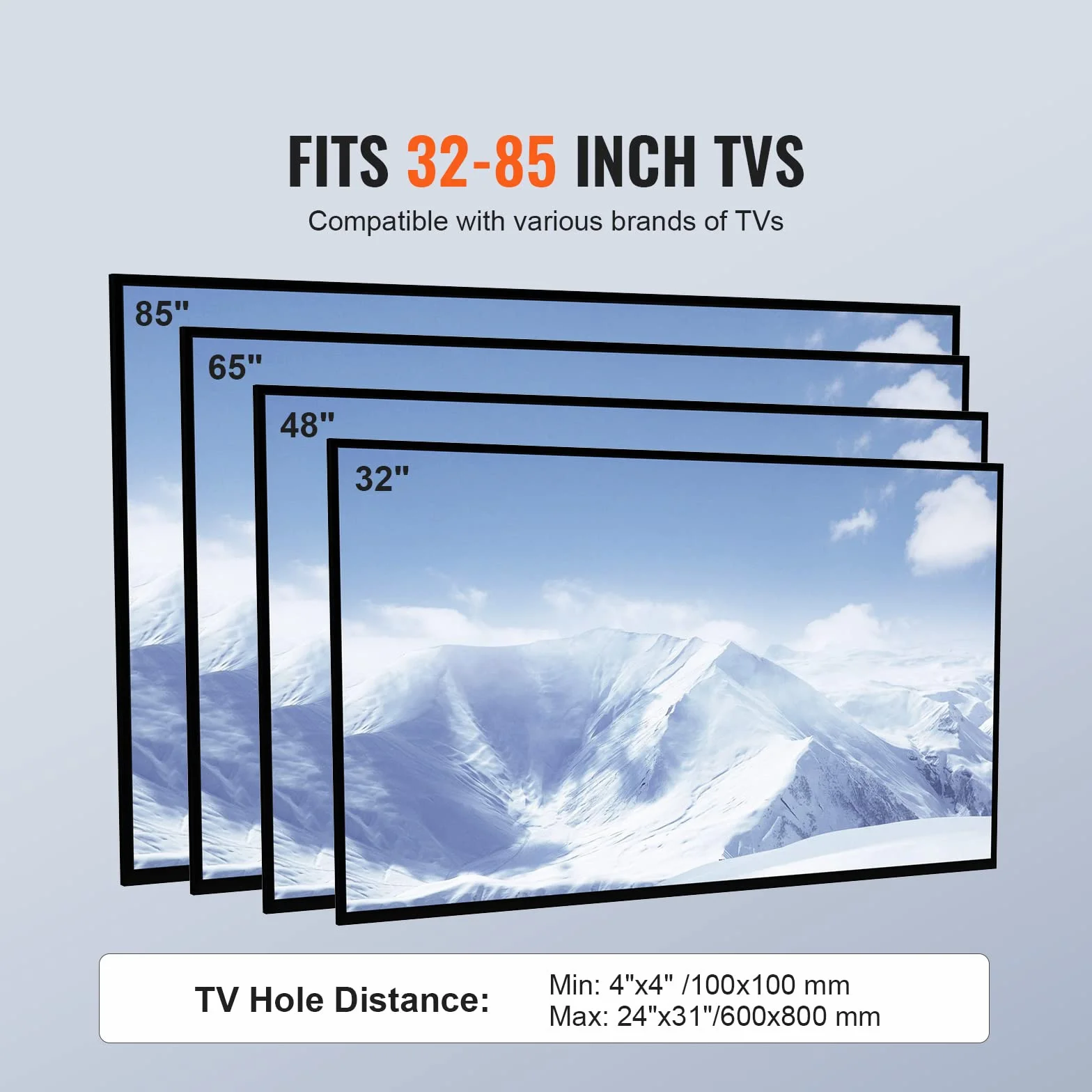 VEVOR Support TV Pivotant 81,3-216 cm, Pied Réglable en Hauteur, Charge 45 kg, VESA 400x800 mm