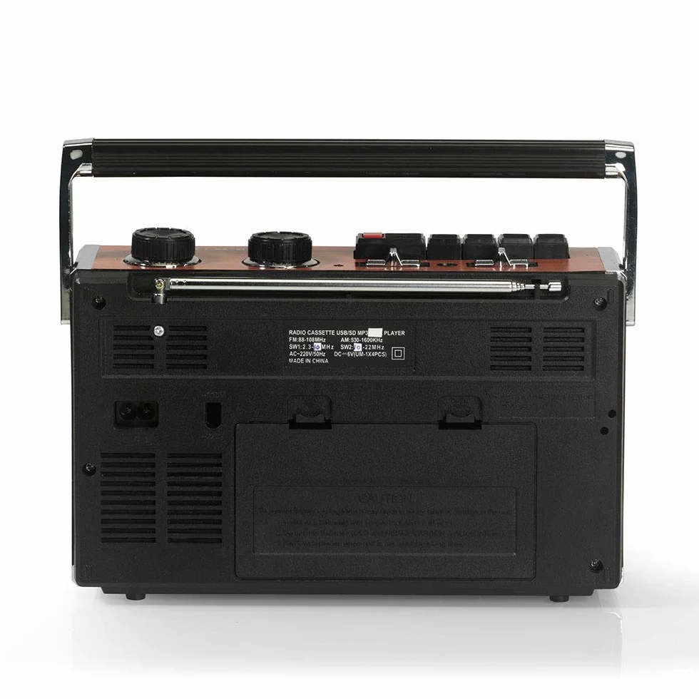 Ricatech PR85 – Lecteur de cassettes et enregistreur des années 80, Radio AM/FM/SW, USB, Port de carte SD, Microphone intégré, Arrêt automatique, Poids léger, haut-parleurs intégrés de 8 watts