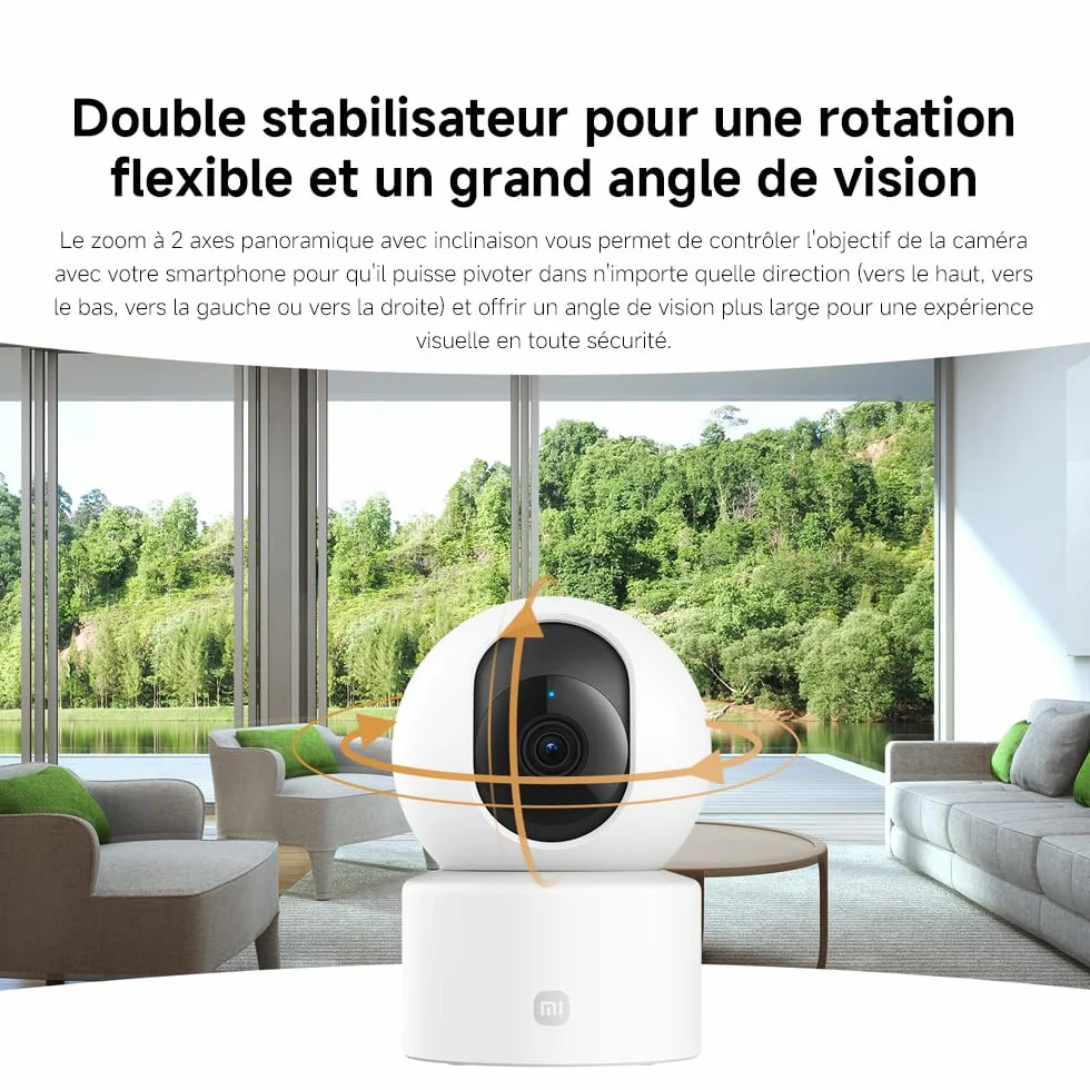 XIAOMI C301 Caméra Intérieure 2K 3MP 360° Surveillance WiFi 6 Détection Personnes Audio Bidirectionnel