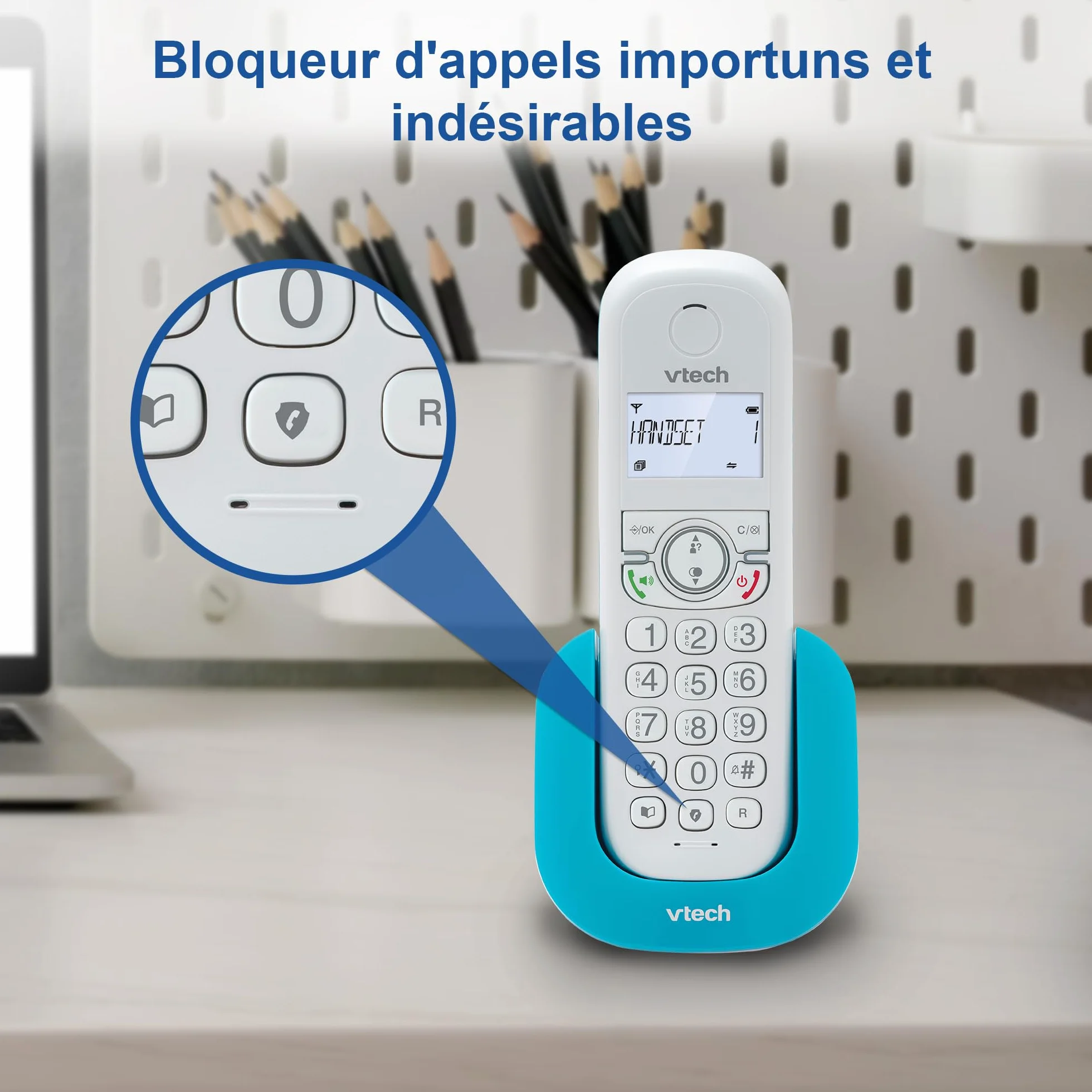 VTech CS1500 Téléphone sans Fil DECT Double Charge avec Blocage d'appel, Identification Appelant, Haut-Parleur Mains Libres