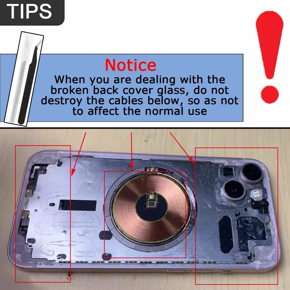 Remplacement de la Couverture arrière (sans Logo) pour iPhone 13, Trousse d'outils de réparation Professionnelle, éhérence et élastiques préinstallés (6,1 Pouces/Minuit)