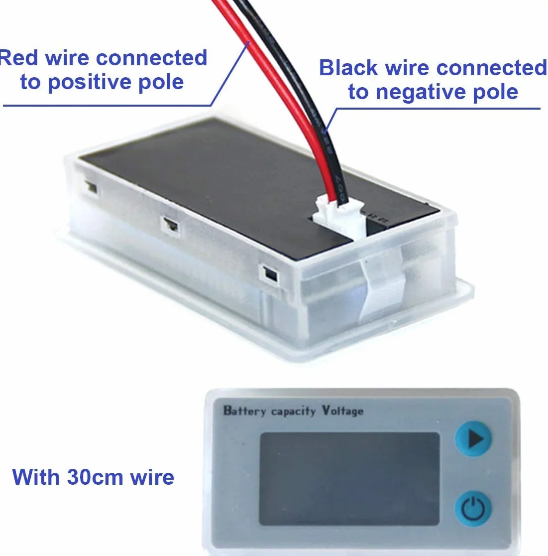 DollaTek 2PCS 10-100V Niveau de batterie Programmable Tension Indicateur de température Jauge 12V 24V 36V 48V Affichage LCD Indicateur de pourcentage Testeur