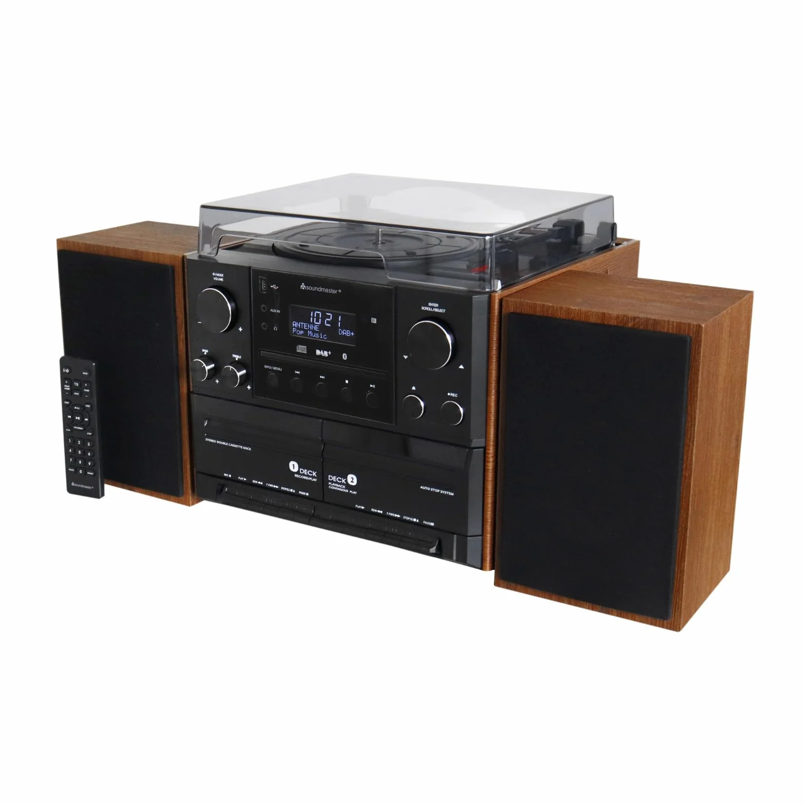 Soundmaster MCD5600BR Chaîne Hi-Fi avec Platine Dab+ Double Cassette Lecteur CD USB MP3 Bluetooth