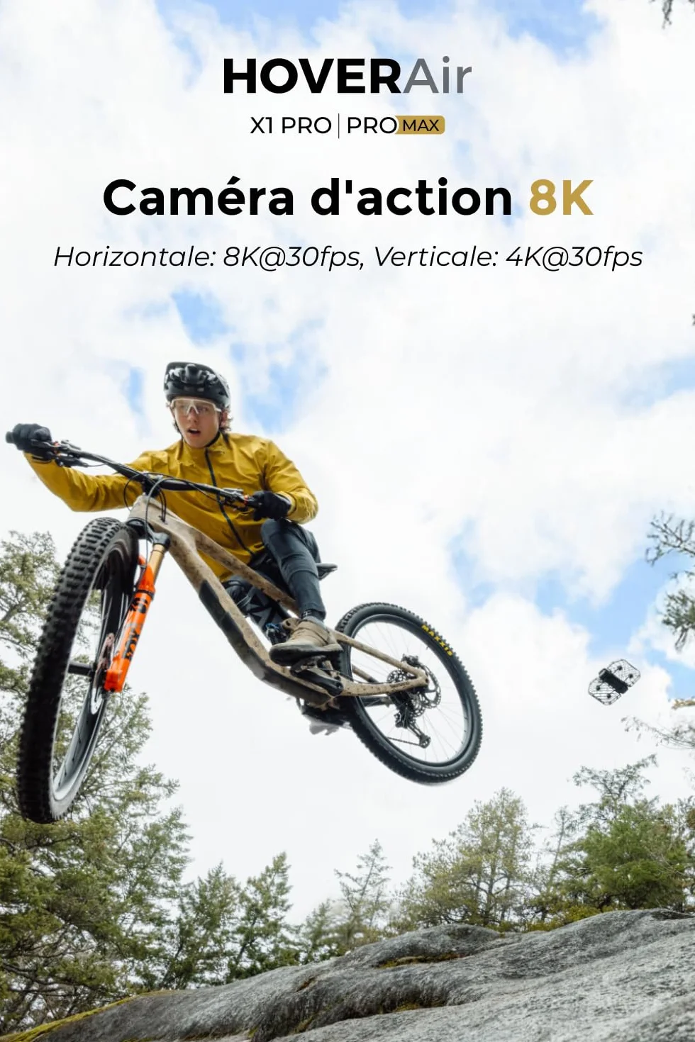 HOVERAir X1 PROMAX Caméra sport 8K, Caméra Volante Pliable avec Vitesse de Suivi: 42KM/H, 10+ Modes Automatiques, Vol Partout avec OmniTerrain, SmoothCapture 2.0(Standard)