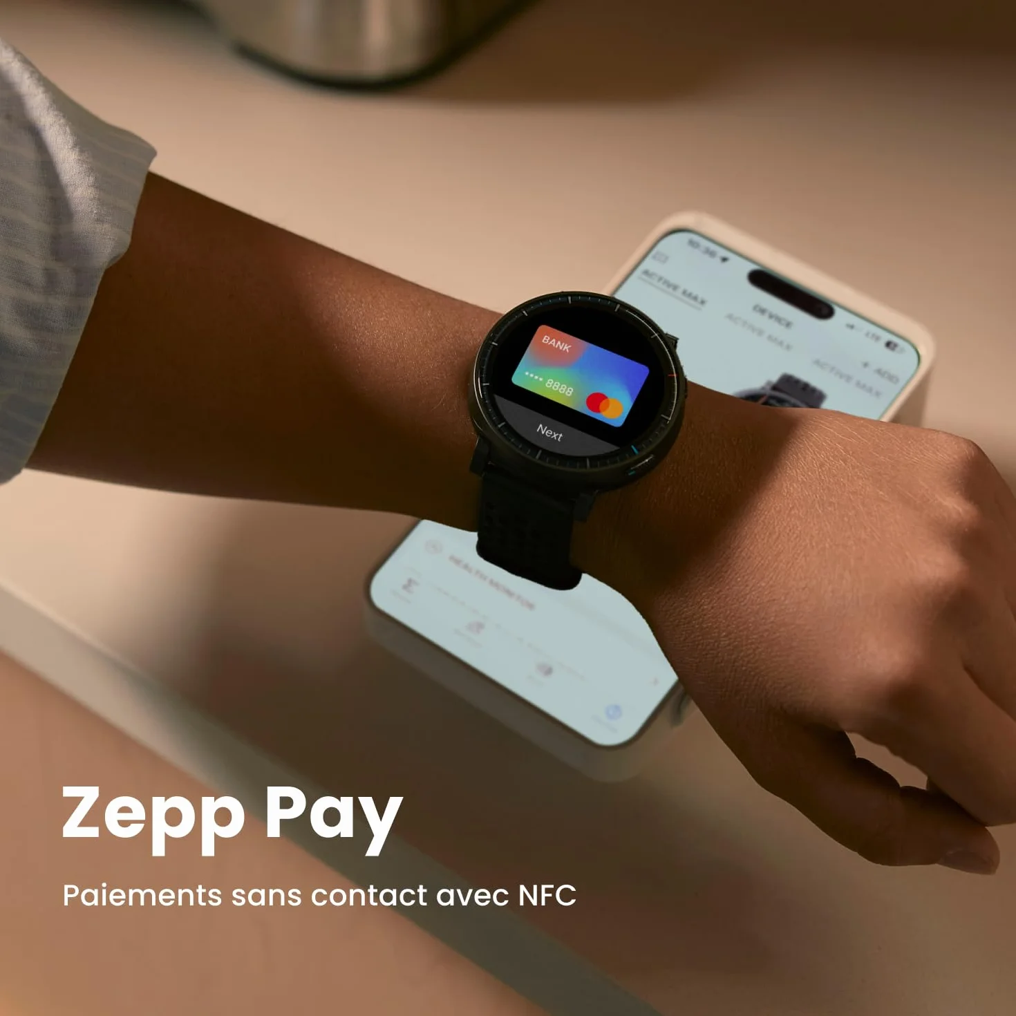 Amazfit Active Max Montre Connectée 48mm, Écran AMOLED 1,5", 25 Jours d'Autonomie, GPS, NFC, 4 Go Stockage