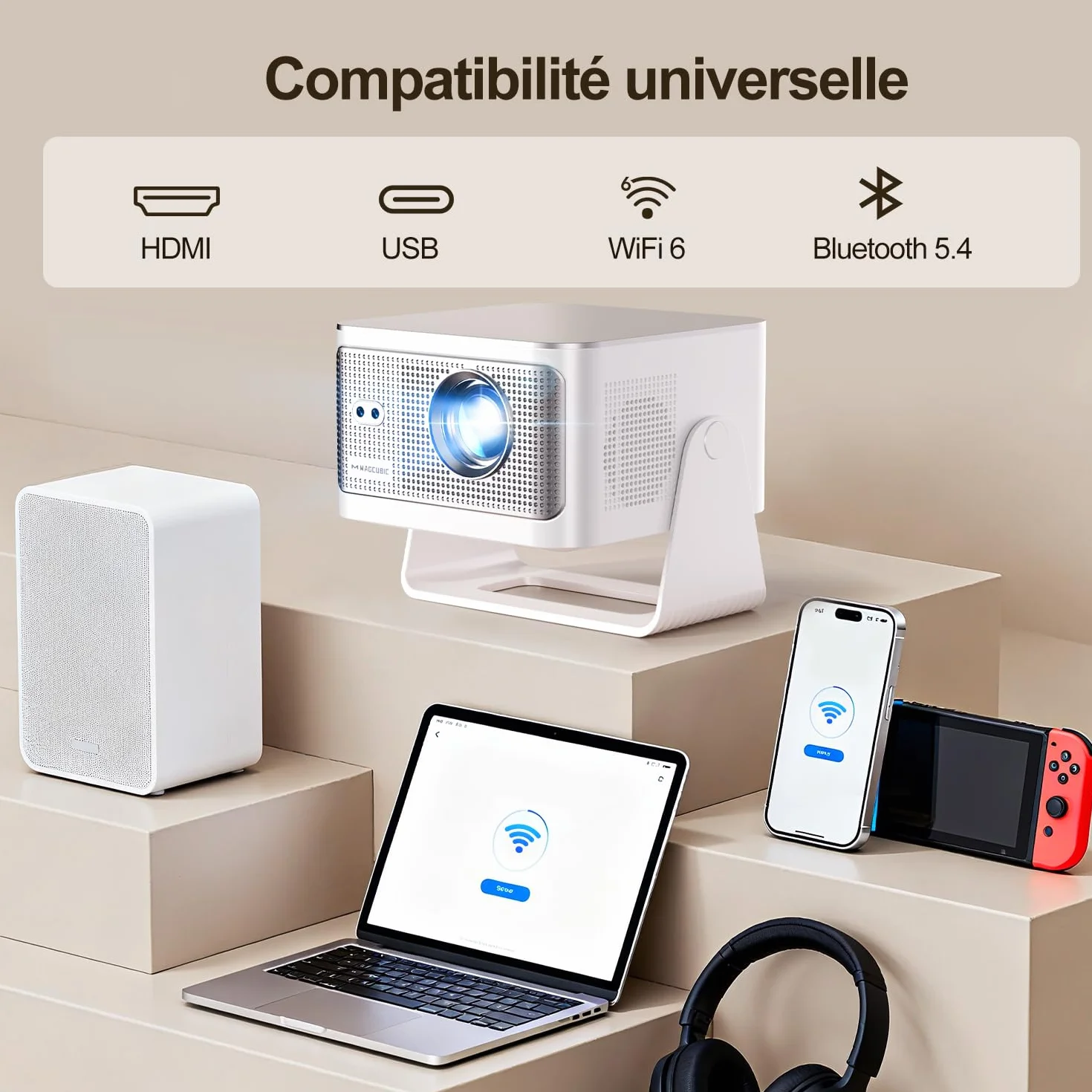 Magcubic HY350Max Mini Projecteur 4K 8K 1080P WiFi 6 Bluetooth 5.4 600 ANSI
