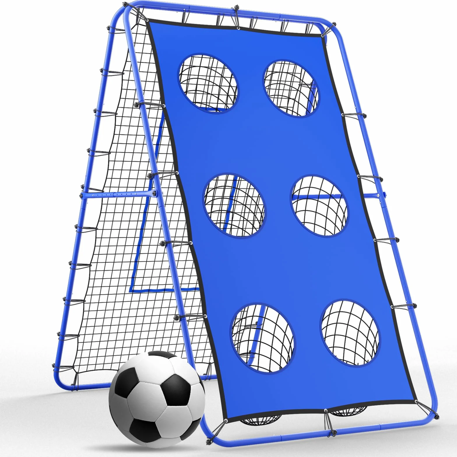 Filet de rebond volleyball 2,1 x 1,2 m réglable multi-angle avec piquets métalliques solides