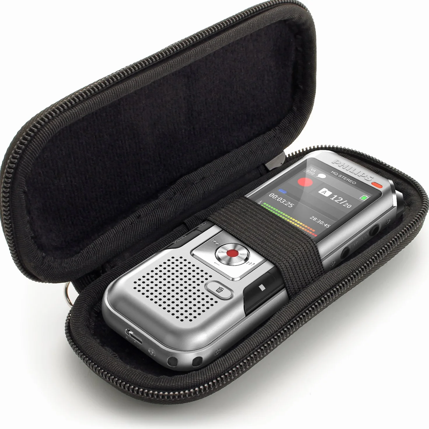 igadgitz U6689 Noir EVA Etui Housse Rigide de Rangement Zippé Compatible avec Philips Dictaphone Numérique Enregistreur Vocal