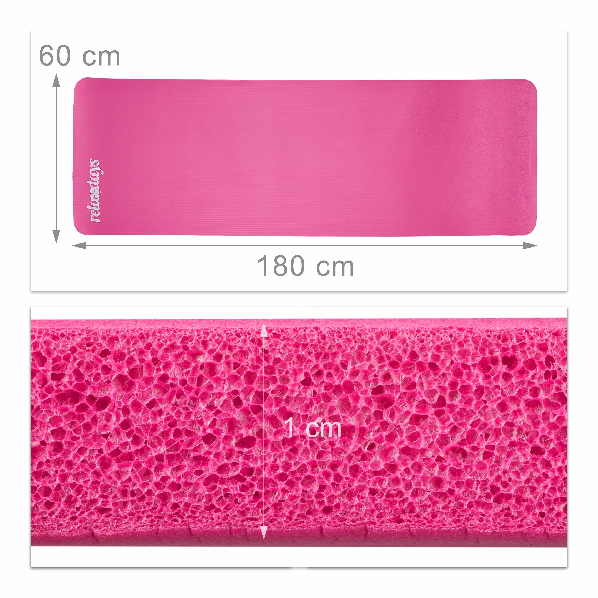 Tapis de yoga 2 pièces 1 cm épaisseur 60 x 180 cm bleu avec sangle de transport
