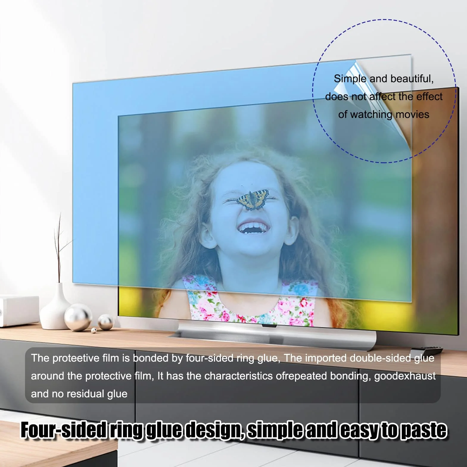 Protecteur d'écran TV 75 Pouces Anti-reflet Anti-UV Film Mat givré Protection des Yeux 1645x930mm