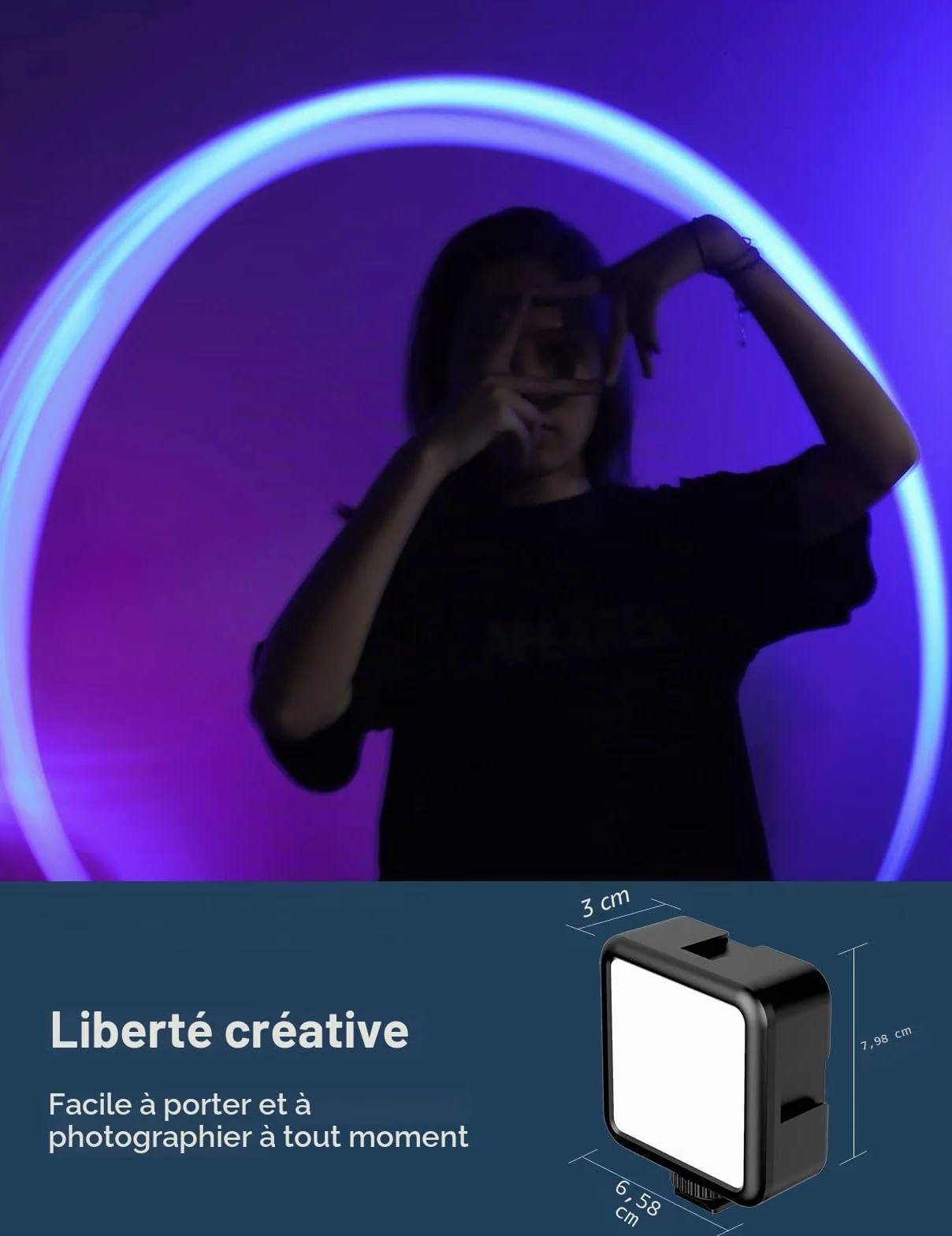 Lumiere Photo, ULANZI VL49 LED Photo RGB avec Batterie Intégrée Charge, RGB Full Color Mode, éclairage Lampe Vidéo Portable 2500K-9500K Couleur Température Réglable pour la Photographie (VL49)