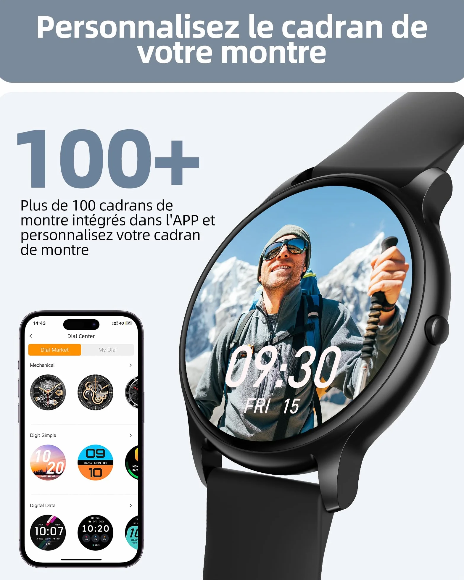 Parsonver Montre Connectée Homme Femme avec Appels Bluetooth, Montre Sport avec 100+ Sportifs, Étanche IP68, Moniteur Sommeil, Fréquence Cardiaque, Podomètre, Smartwatch pour Android iOS, SPROD1, Noir
