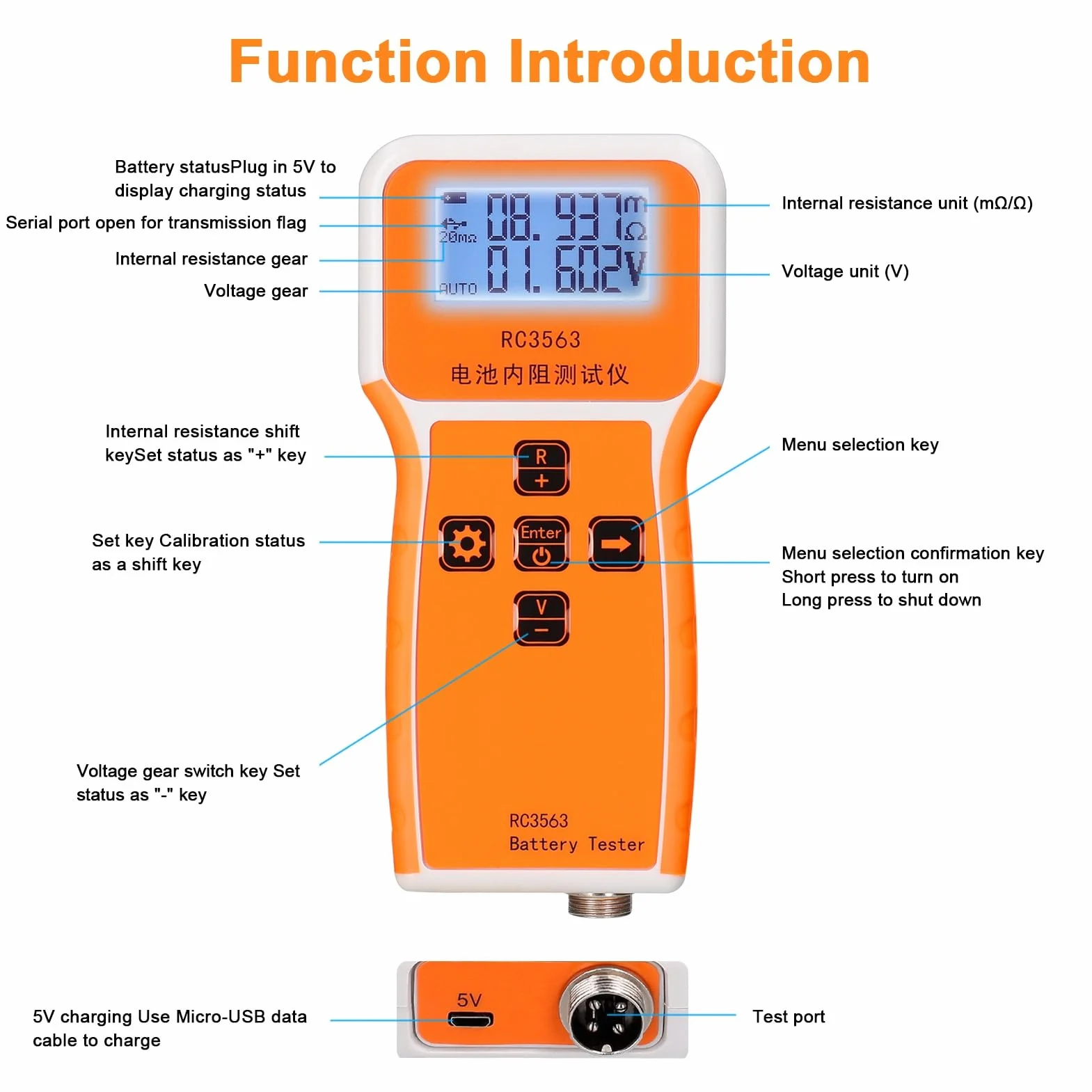 Testeur de résistance interne de batterie 200Ω 100V haute précision quatre fils lithium plomb-acide