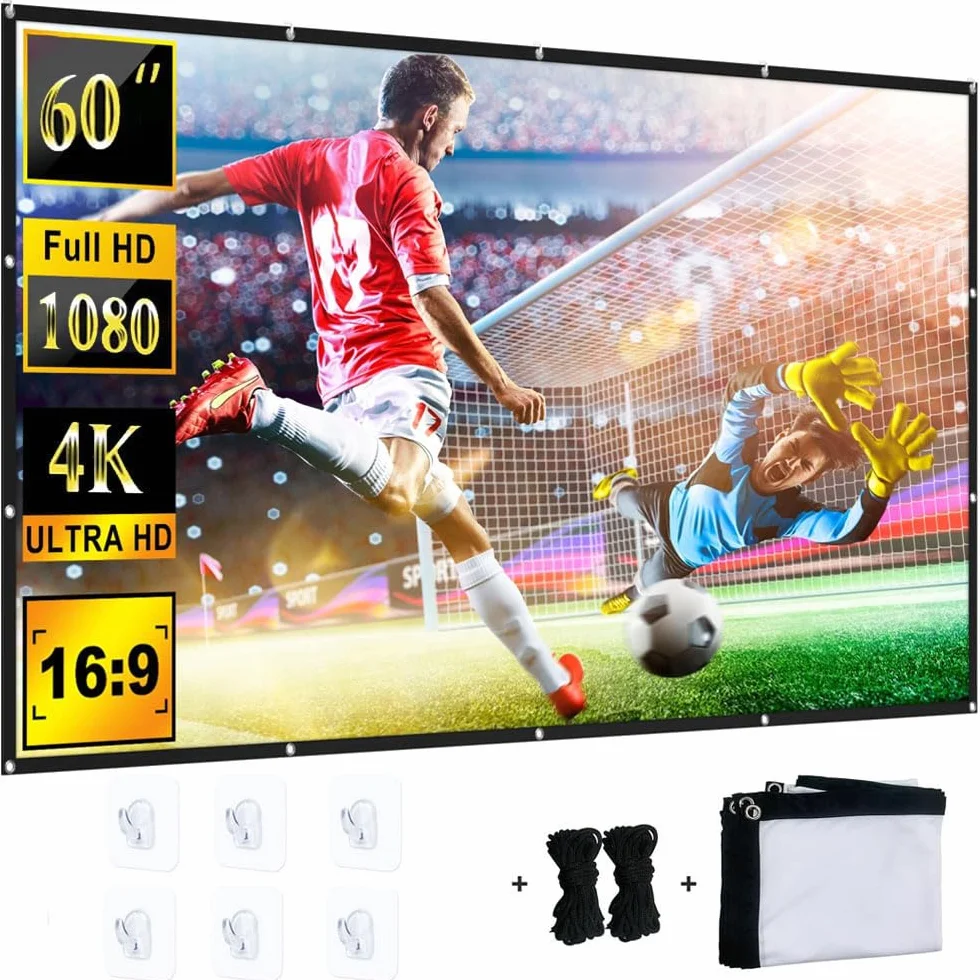 YiYunTE Écran de Projection 60 Pouces 16:9 HD Portable Pliable Extérieur Intérieur