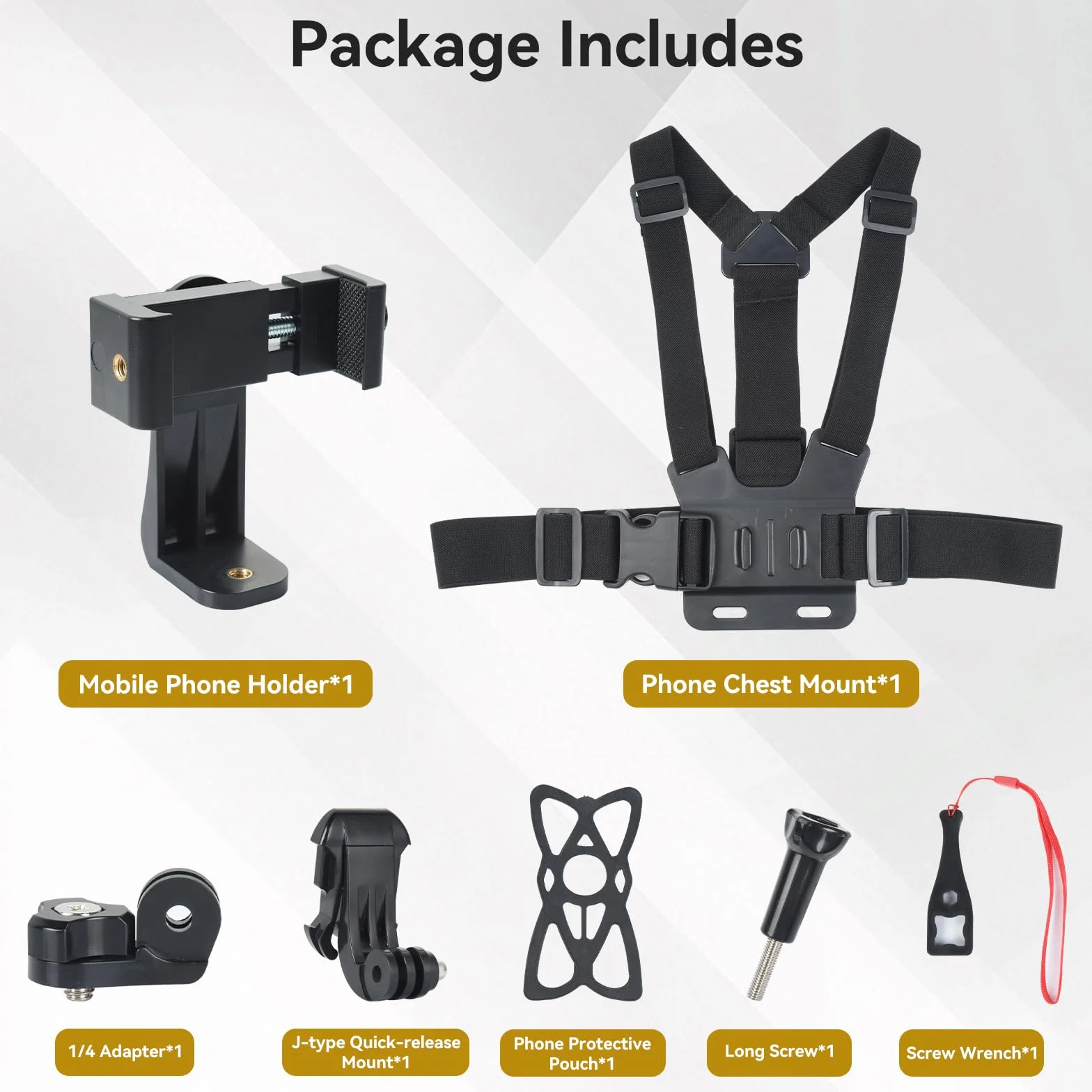 UTEBIT Support de Sangle de Poitrine pour Téléphone Harnais de Fixation Torse Réglable pour Caméras d'action Sangle de Montage Téléphone Compatible avec Gopro pour iPhone pour Samsung