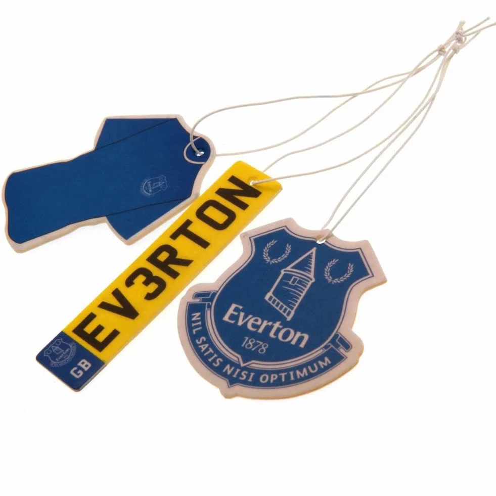 Everton Football Club Official Pack of 3 Air Fresheners Car Hanging Crest