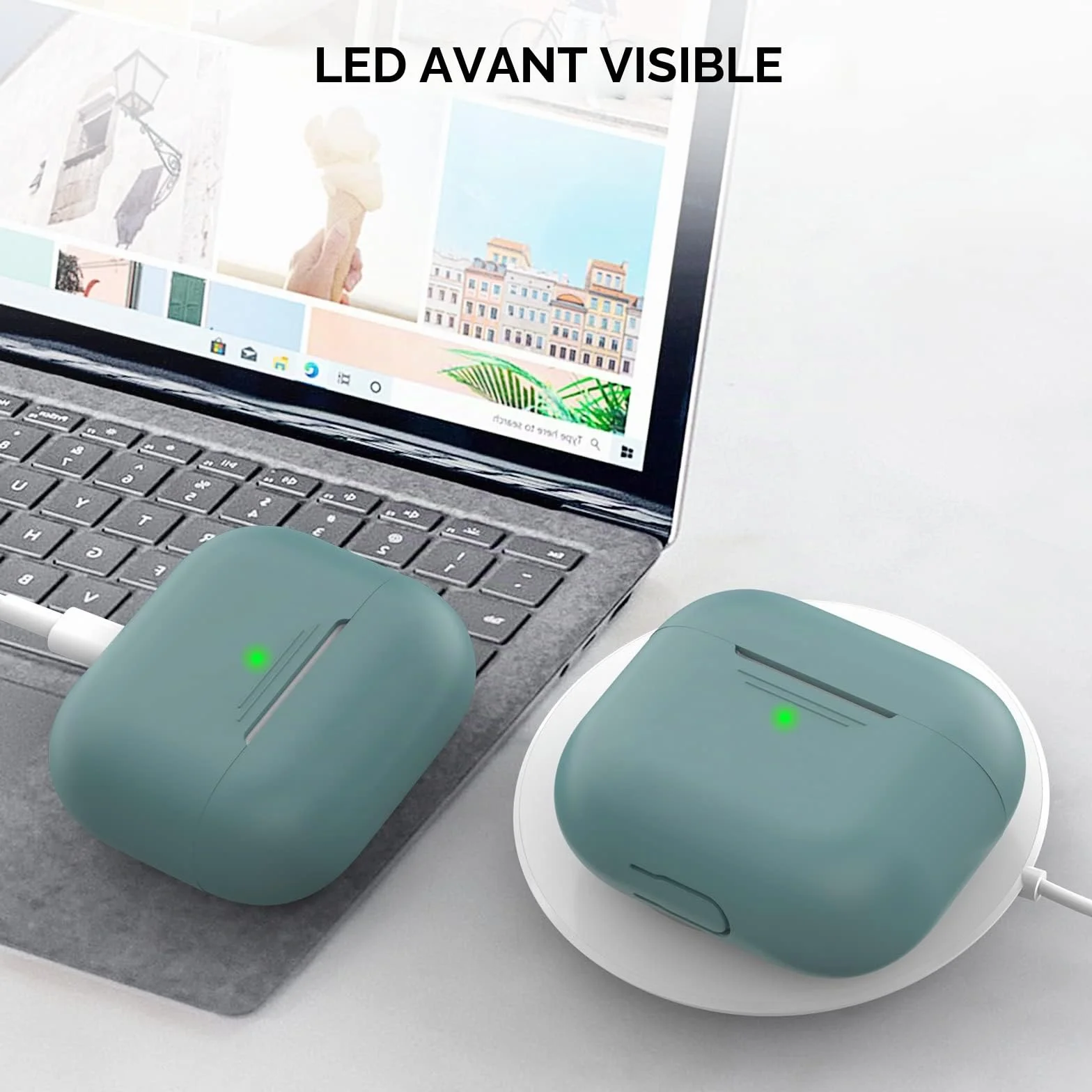 AhaStyle Coque AirPods 3, Étui en Silicone Souple Antichoc pour Apple AirPods 3ᵉ Génération 2021 (Pine Green)
