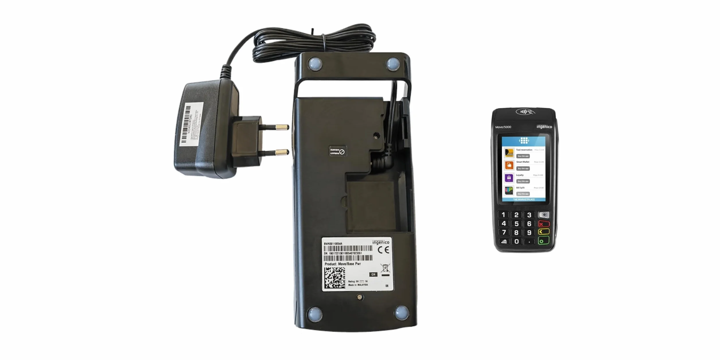 Alimentation Chargeur pour Terminal de paiement bancaire Ingenico Move 5000, Move 3500, iWL250, IWL220, IWL221, IWL222, IWL251, IWL252