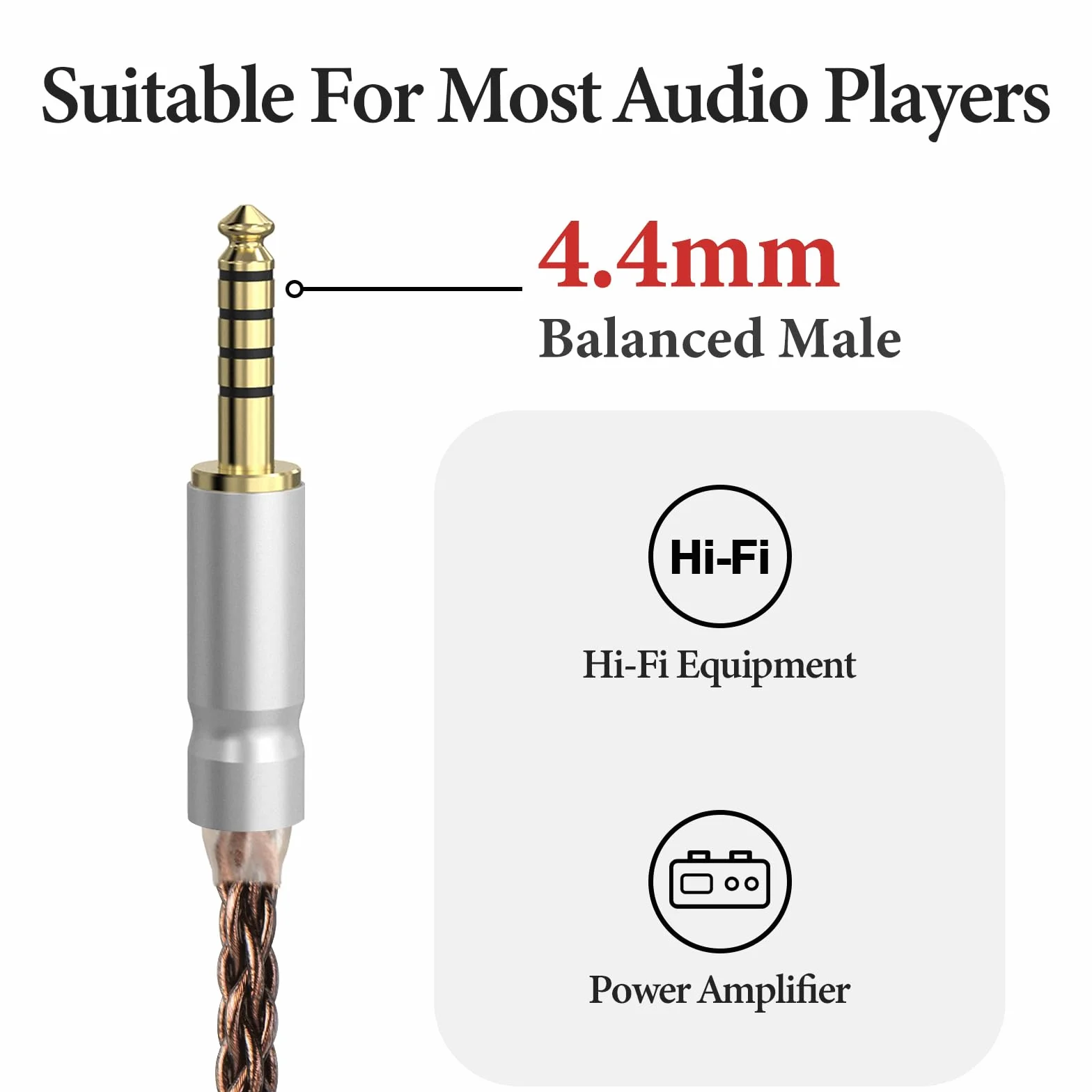 GEEKRIA Apollo Câble audio de mise à niveau en cuivre monocristal, compatible avec Meze Audio 99 Classics, 109 PRO, LIRIC 2, Strada, 4,4 mm vers double 3,5 mm (1,5 m)