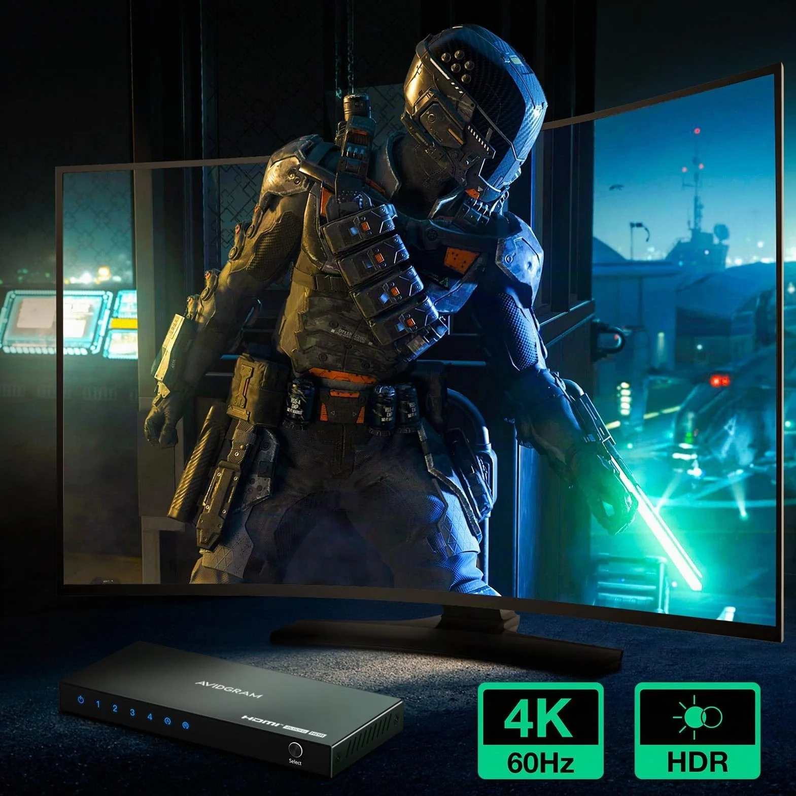 AVIDGRAM HDMI Switch 4K 60Hz HDMI 2.0 4 in 1 Out Selector Box with IR Remote HDCP 2.2 HDR10 3D 18Gbps