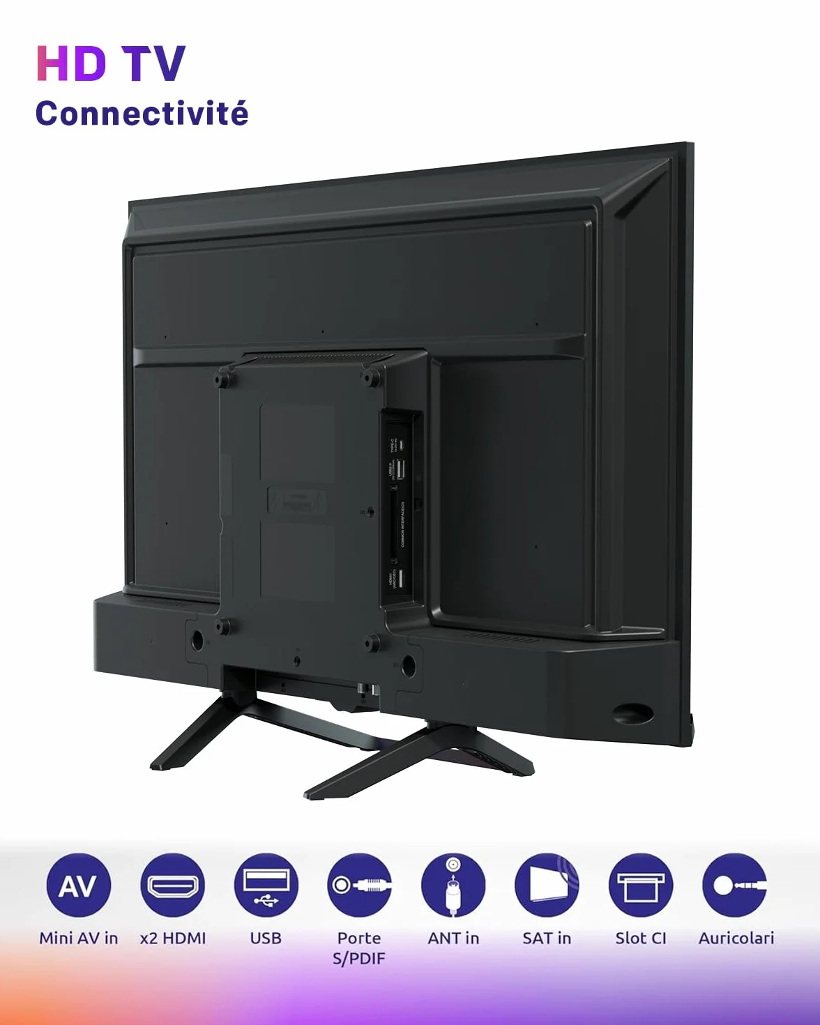 STRONG SRT32HG4723C 32" TV HD DVB-S2/C/T2 12V Camping-Car Cuisine Chambre Bateau 2 HDMI 1 USB Noir