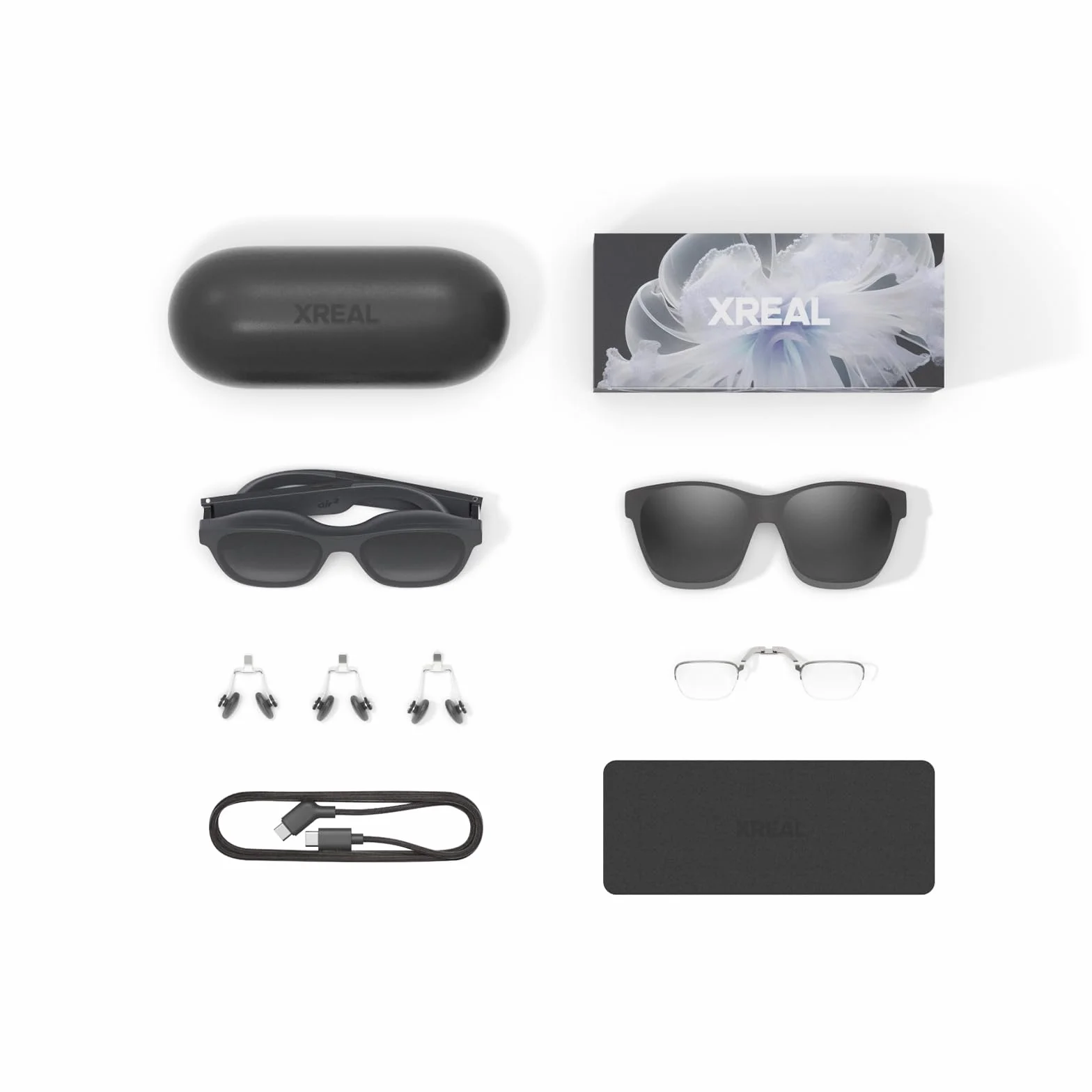 XREAL Air 2 AR Lunettes, Lunettes XR avec Écran Portable Jusqu'à 330", 72g 120Hz 1080P, Compatibles avec iPhone 17/16/15, Android(USB-C DP Uniquement),SteamDeck,ROG Ally, PC/Mac, HDMI avec Adaptateur