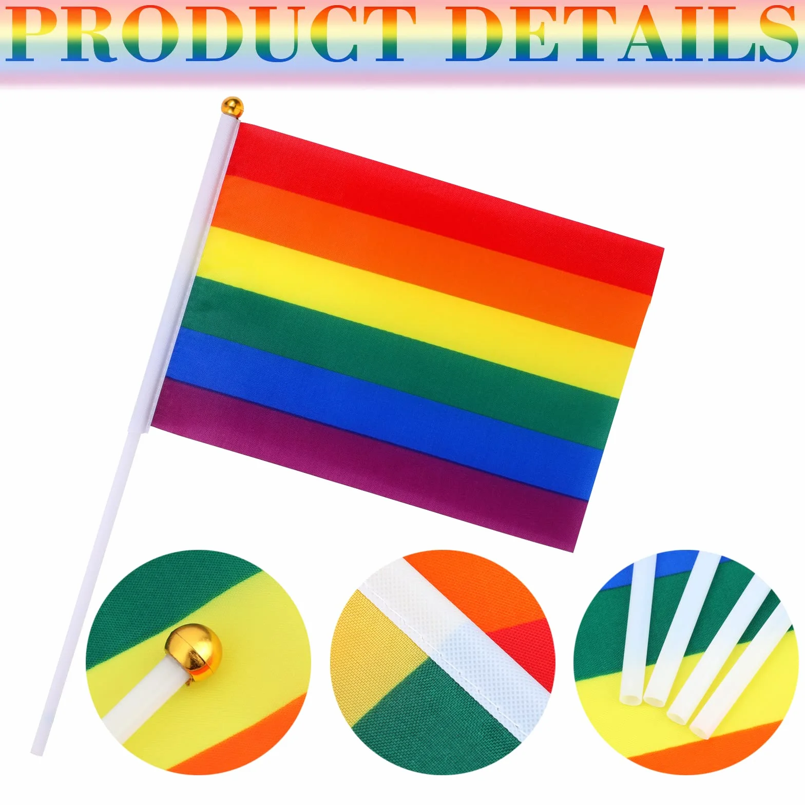 60 Pièces Petit Drapeau Arc En Ciel pour Marche des Fiertés Pride LGBT LGBTQIA+