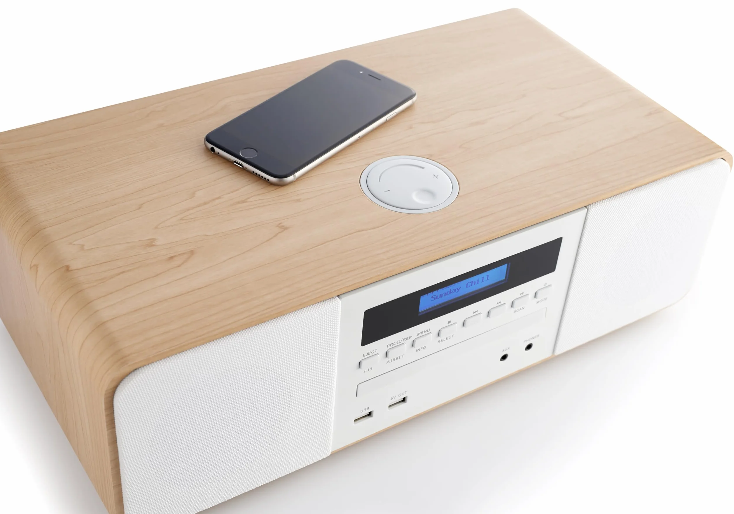 THOMSON Micro Chaîne Bluetooth Lecteur CD Enceinte HiFi 50W Radio FM DAB+ Chargeur Smartphone sans Fil Induction Compatible Iphone Samsung Galaxy Port Aux USB MP3