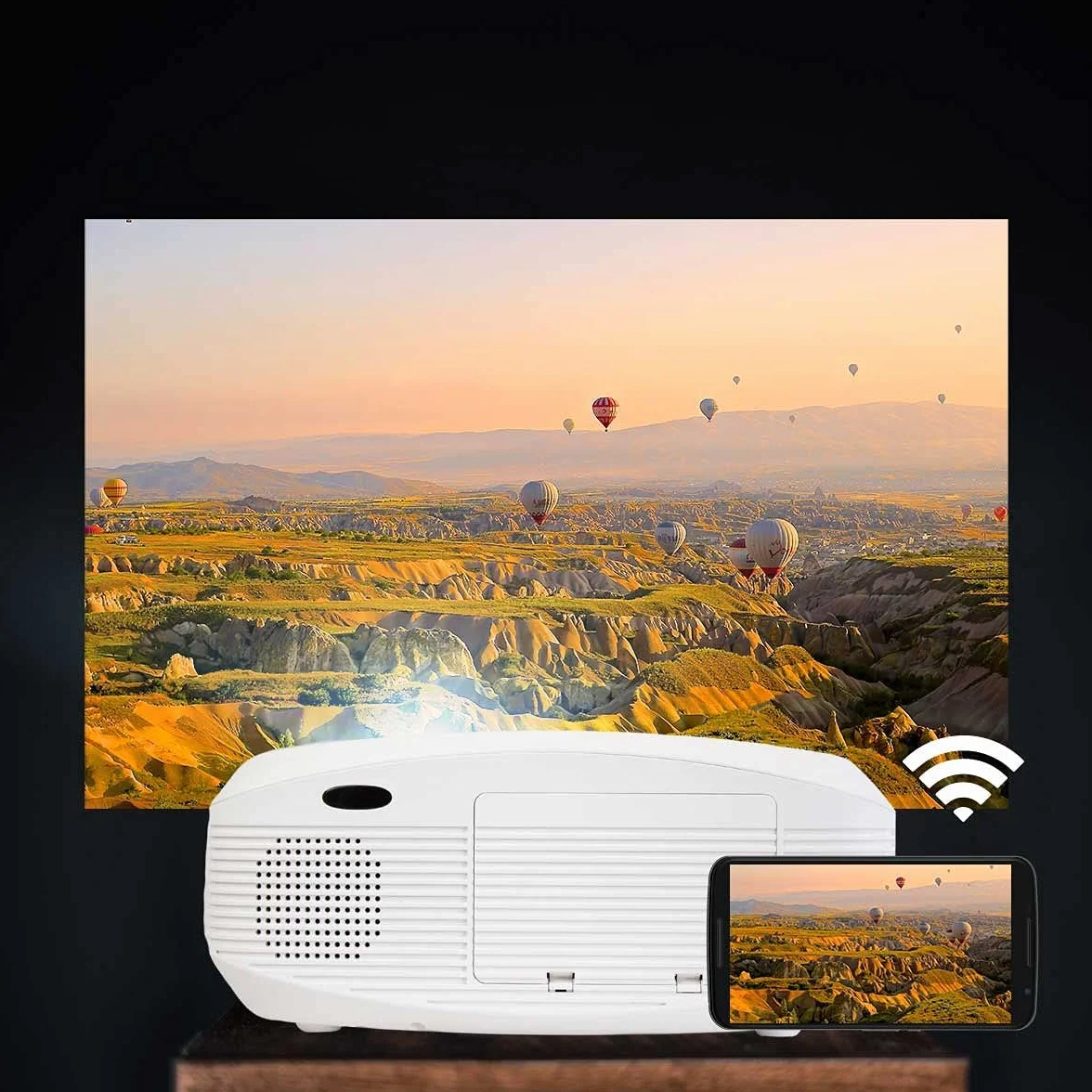PRIXTON Vidéoprojecteur Portable Picasso WiFi 9000 Lumen 260 ANSI Full HD 4K Écran 100" Télécommande HDMI USB MicroSD