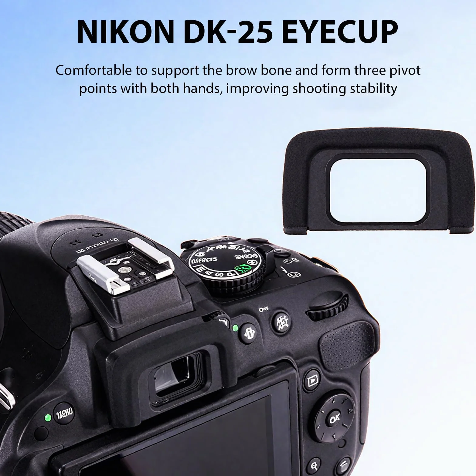 Oeilleton de Remplacement pour D5600, D5500, D5400, D5300, D5200, D5100, D5000, D3500, D3400, D3300, D3200, D3100, D3000 – Comprend 2 pièces, Remplacement DK-25