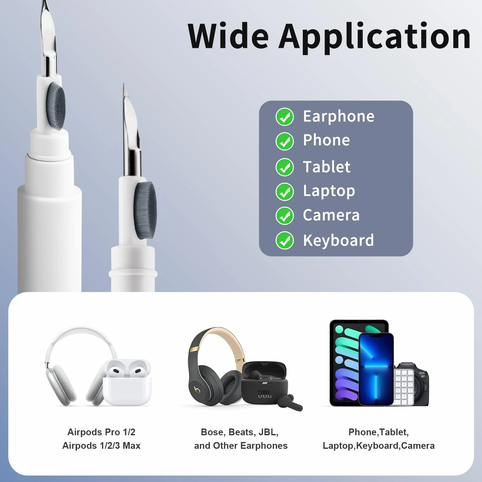 YLK Kit de Nettoyage pour AirPods 4/3/2/1 / AirPods Pro, Kit de Nettoyage 3-en-1, Pinceau Multifonction pour Nettoyer Les écouteurs Bluetooth