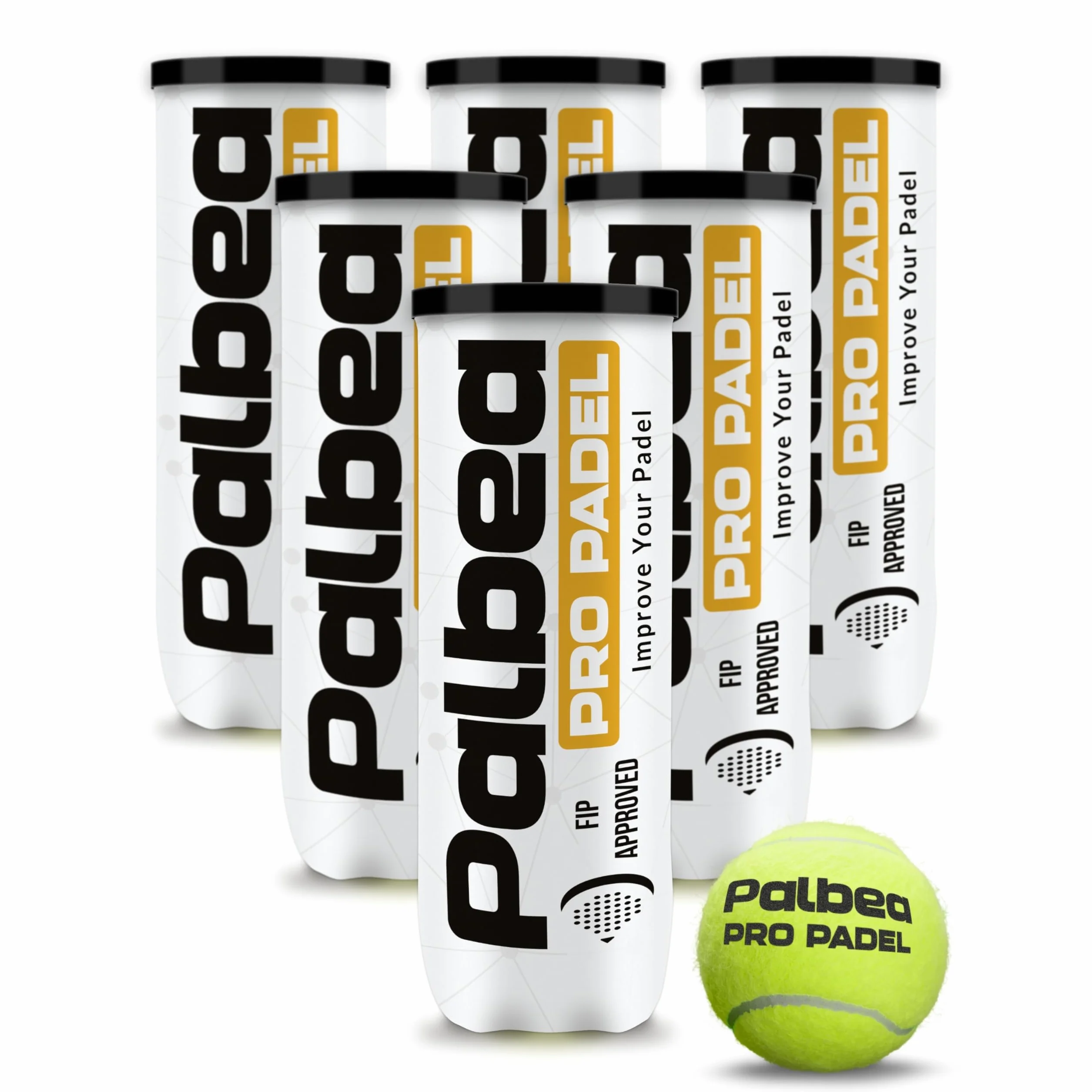 Palbea Pro Padel Balles de Padel FIP Approuvées HV Haute Visibilité 24 Tubes