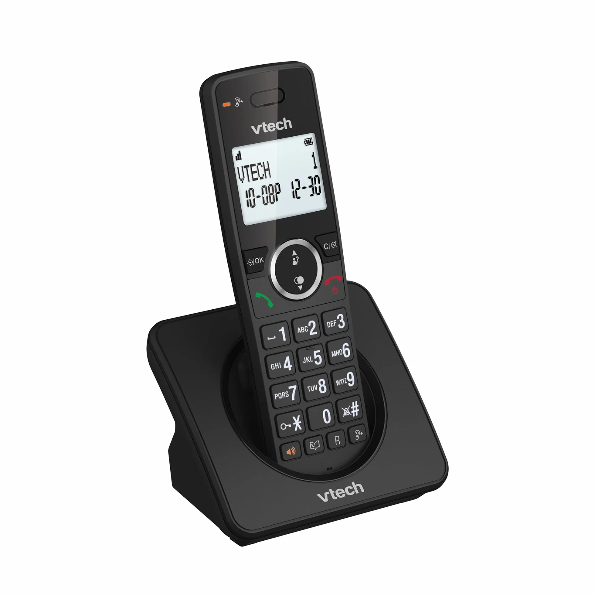 VTech ES2000 Téléphone sans Fil DECT avec Blocage d'appel, contrôle du Volume, Identification de l'appelant/Appel en Attente, 18 Heures d'autonomie, numérotation Rapide, Noir
