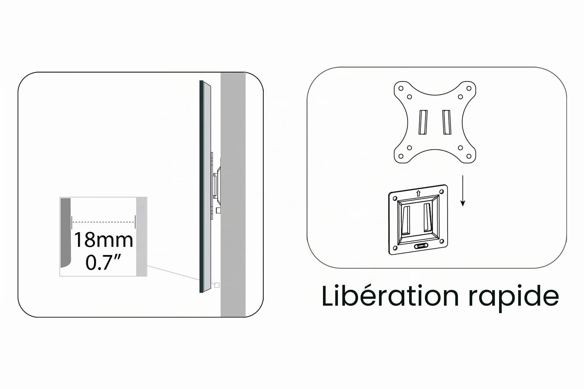 DIGITUS Support mural pour écran LCD / LED jusqu'à 81 cm (32 "), support de fixation, charge maximale de 18 kg, VESA max 100x100