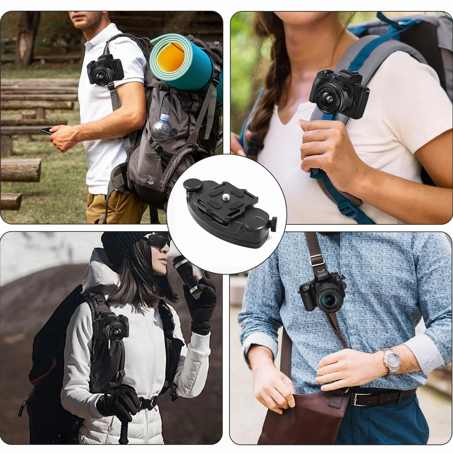 Clip de Ceinture pour Appareil Caméra Sangle pour Sac à Dos Clip de Ceinture en Alliage D'aluminium à Fermeture Rapide Avec Support 1/4 pour Appareil Photo et Sac à Dos.