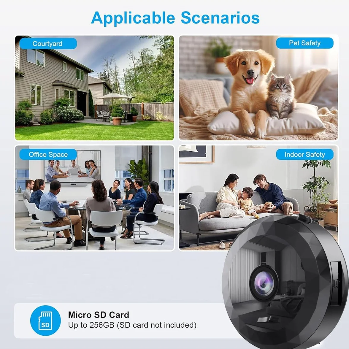 WiFi Caméra,1080P HD Caméra de Surveillance Interieur/Extérieur sans Fil avec Audio et Vidéo, avec Enregistrement Longue Batteries, pour l'extérieur/intérieur
