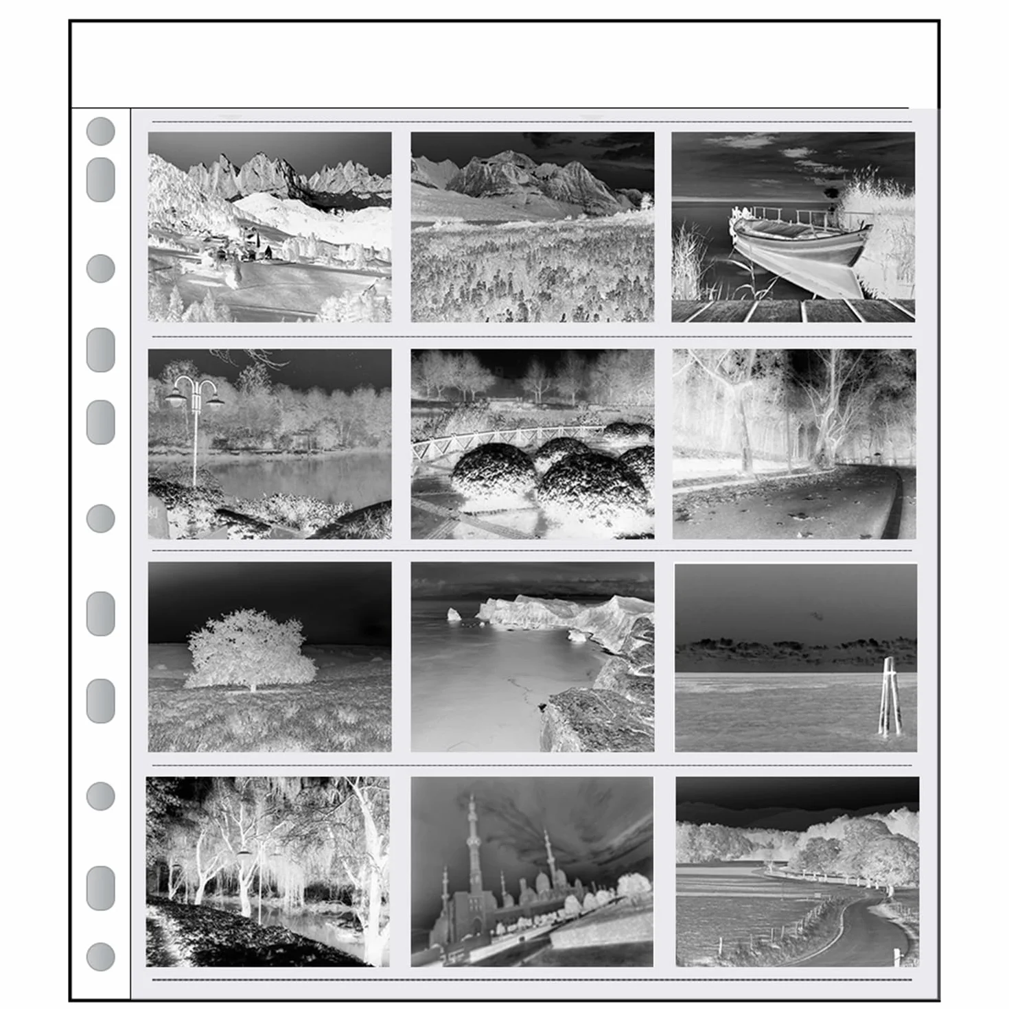 30pcs Feuilles de fichier de classement de Stockage d'archives 120 sans Acide, pour 120 Diapositives négatives de Film Noir et Blanc 6x6 645 6x17 (30xLX120)