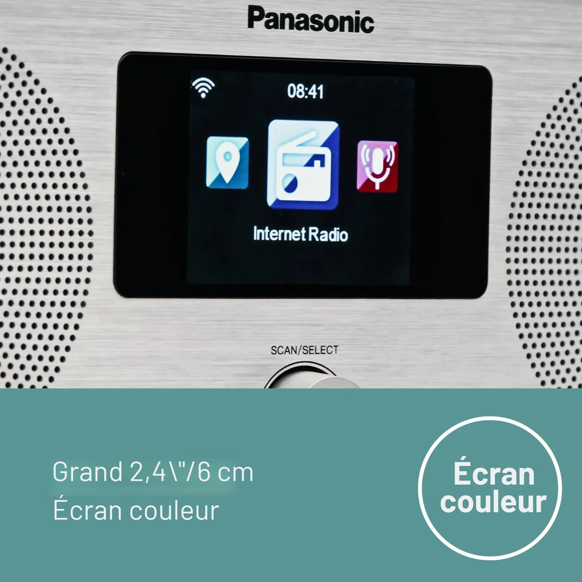Panasonic RF-D40EG-K Radio Internet et Dab+/FM avec Bluetooth, 6W, Haut-Parleurs de 7,5 cm, Écran Couleur TFT de 2,4, Alarme et Minuterie de Mise en Veille, Télécommande, USB, Wi-FI, Noir
