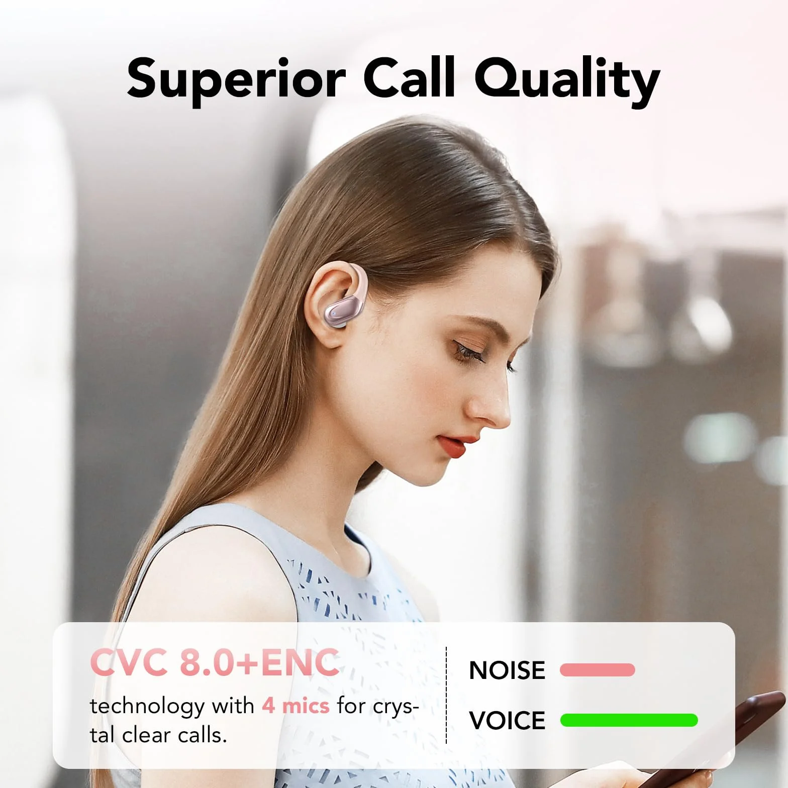 CASCHO Ecouteurs Bluetooth sans Fil, Casque Bluetooth 5.3, 60 Heures avec Affichage LED, Appel ENC HD, Basses Profondes, Ajustement Confortable, IPX7 Étanche Casque Sport(Or Rose).
