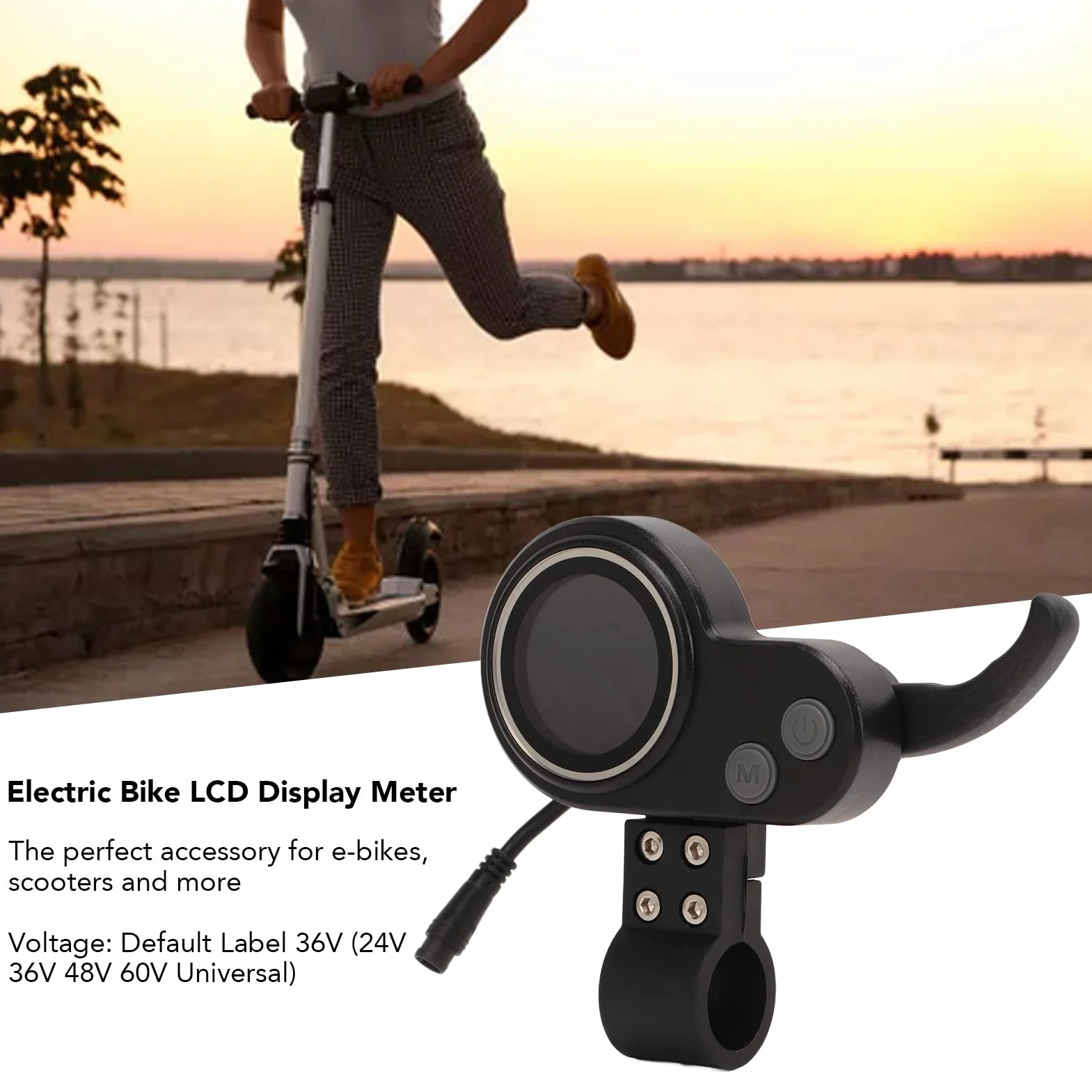 Écran LCD Vélo électrique 2 en 1 Scooter électrique Compteur Accélérateur Prise étanche
