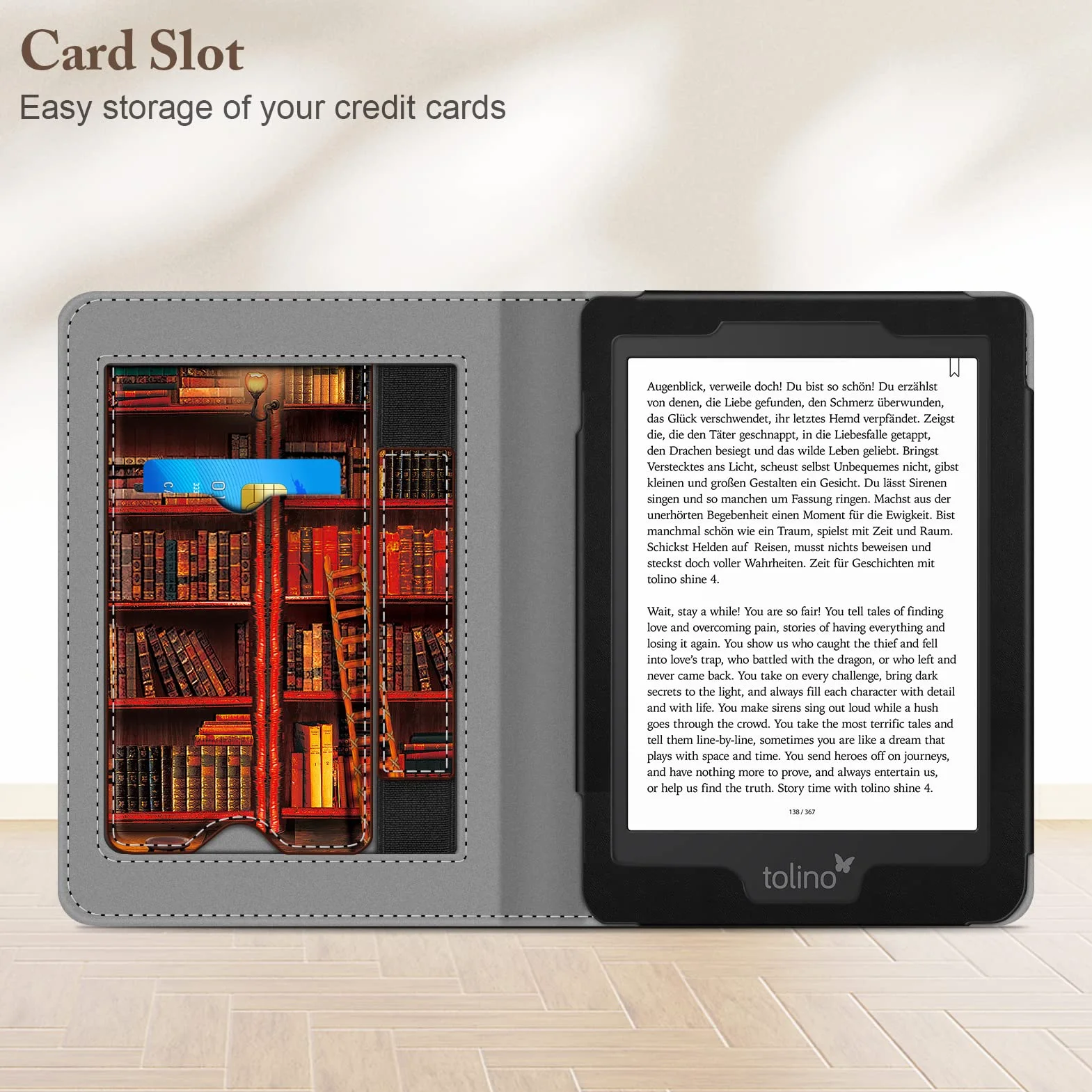 FINTIE Étui Compatible avec 6” Kobo Clara Colour/BW 2024 et Kobo Clara 2E 2022 - Coque Liseuse Housse avec Béquille, Fente pour Carte et Dragonne, Bibliothèque