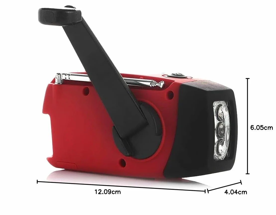 Radio solaire d'urgence FM/AM/NOAA avec lampe de poche 3 LED et batterie externe 1000 mAh