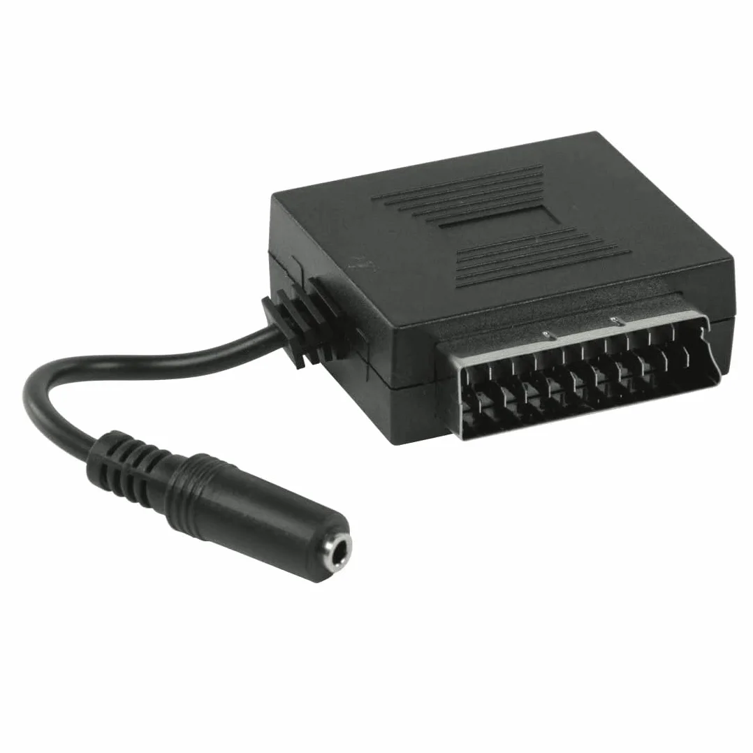 Péritel avec jack femelle de 3,5 mm (avec fonction enceinte TV, péritel sans arrêt du son stéréo de la TV), Noir