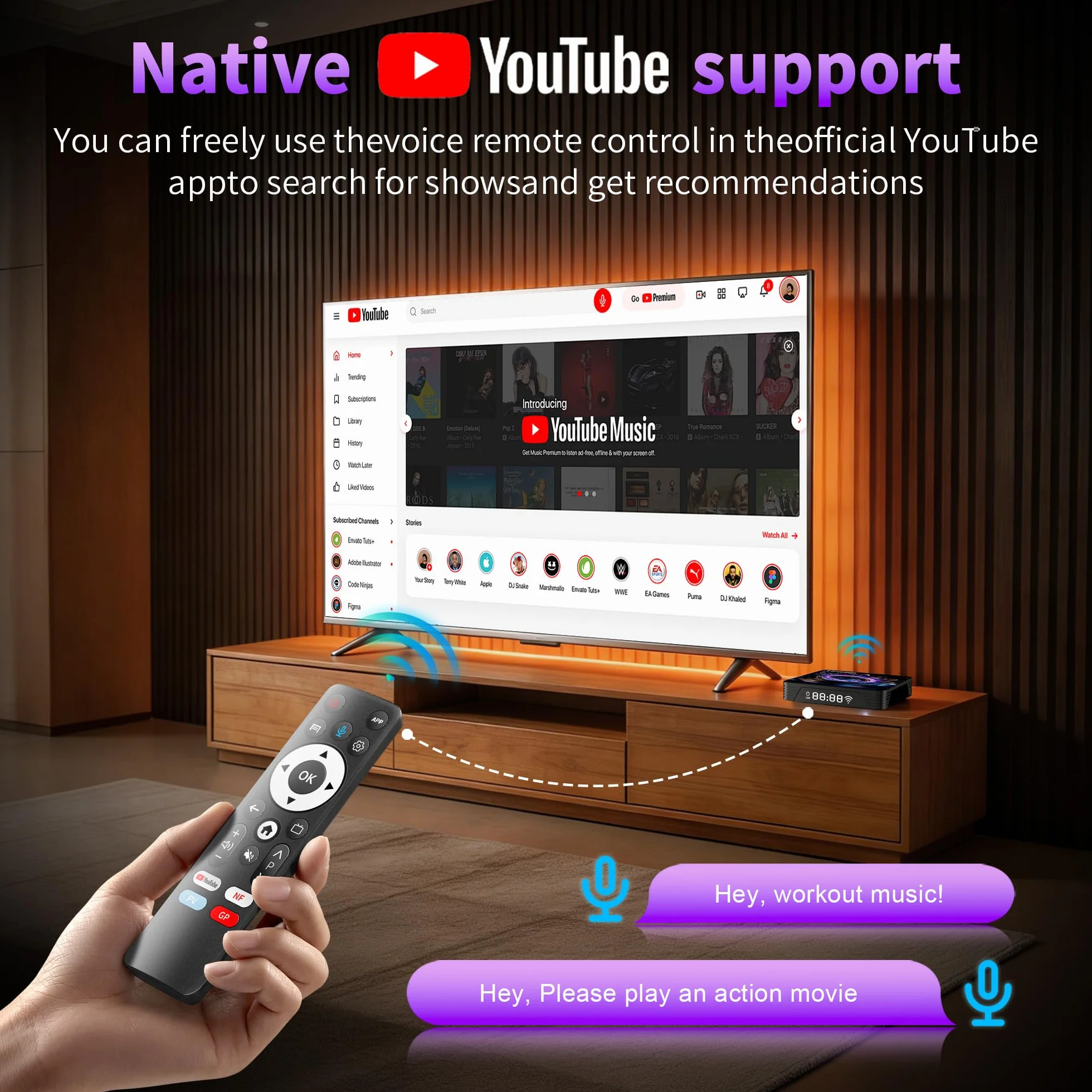 Android 14.0 TV Box, Smart TV Box with RK3539 Quad-Core 64bit Cortex-A55 Mali-G310 GPU, 2G RAM 16G ROM BT V5.4 10/100M Ethernet 4K HD 2.4G/5G Dual-Band WiFi