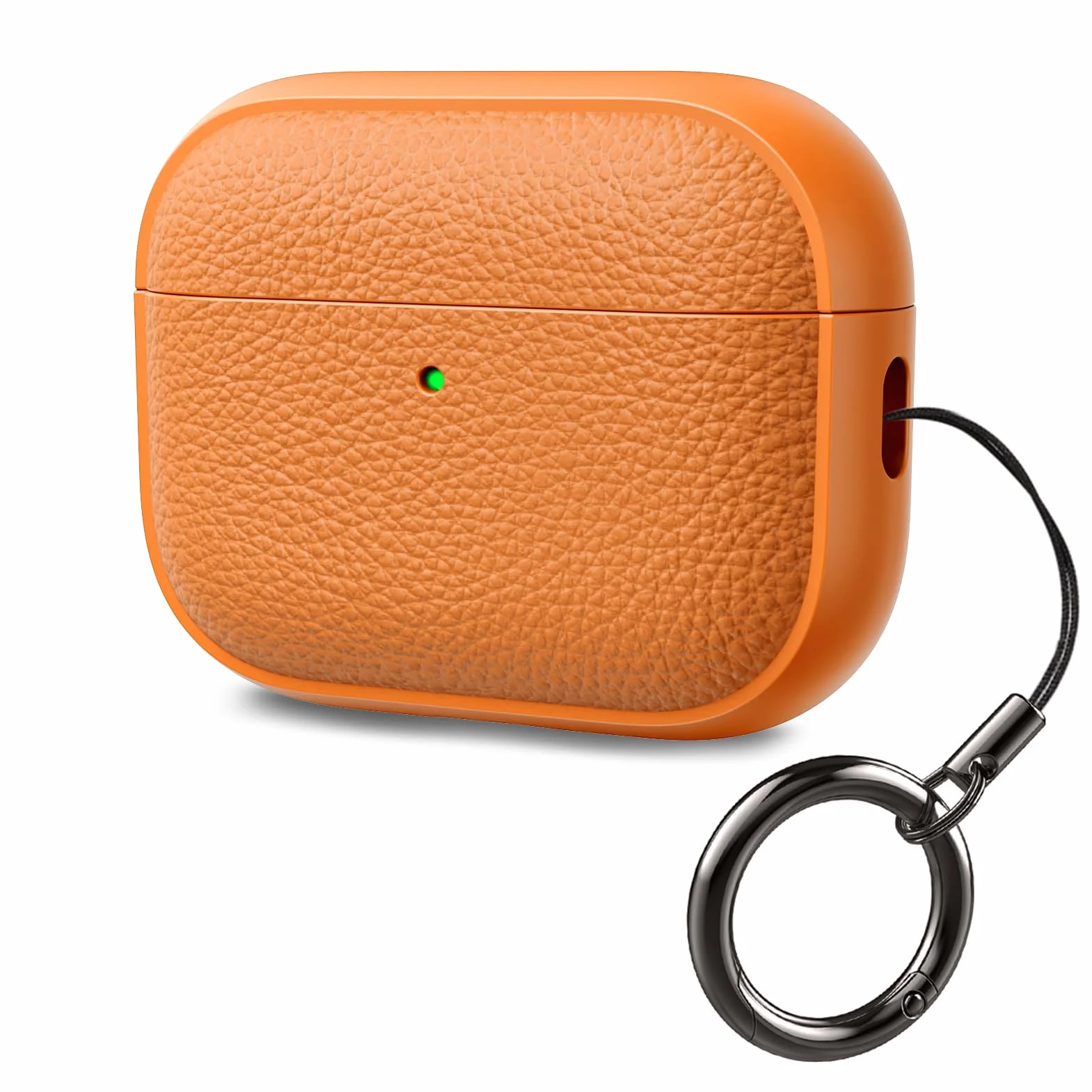 ACRONIX Coque TPU Imitation Cuir pour AirPods Pro 3 (2025) – Résistante aux Rayures et à la Poussière, LED Visible à l'avant, Protection Antichoc, Dragonne et Outil de Démontage Inclu, Orange