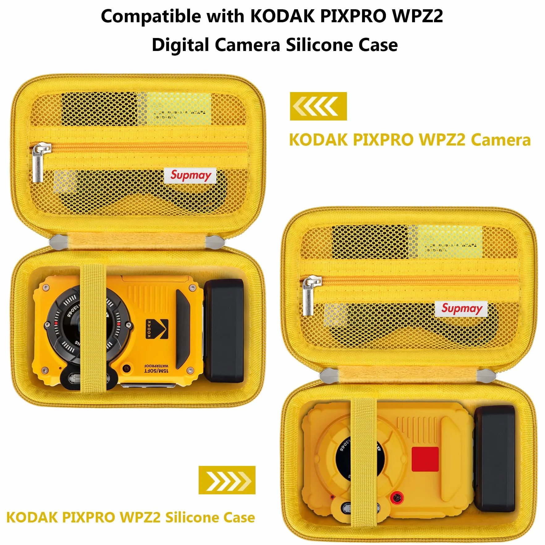 Étui de Protection Dur pour Kodak PIXPRO WPZ2 Robuste imperméable aux Chocs Poussière WiFi Caméra Numérique Jaune