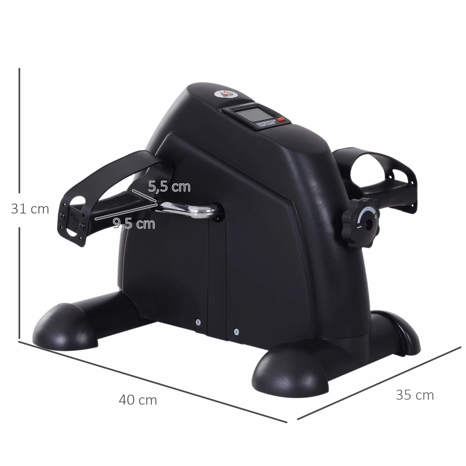 HOMCOM Mini vélo d'appartement bras jambes fitness écran LCD 35x40x31 cm noir